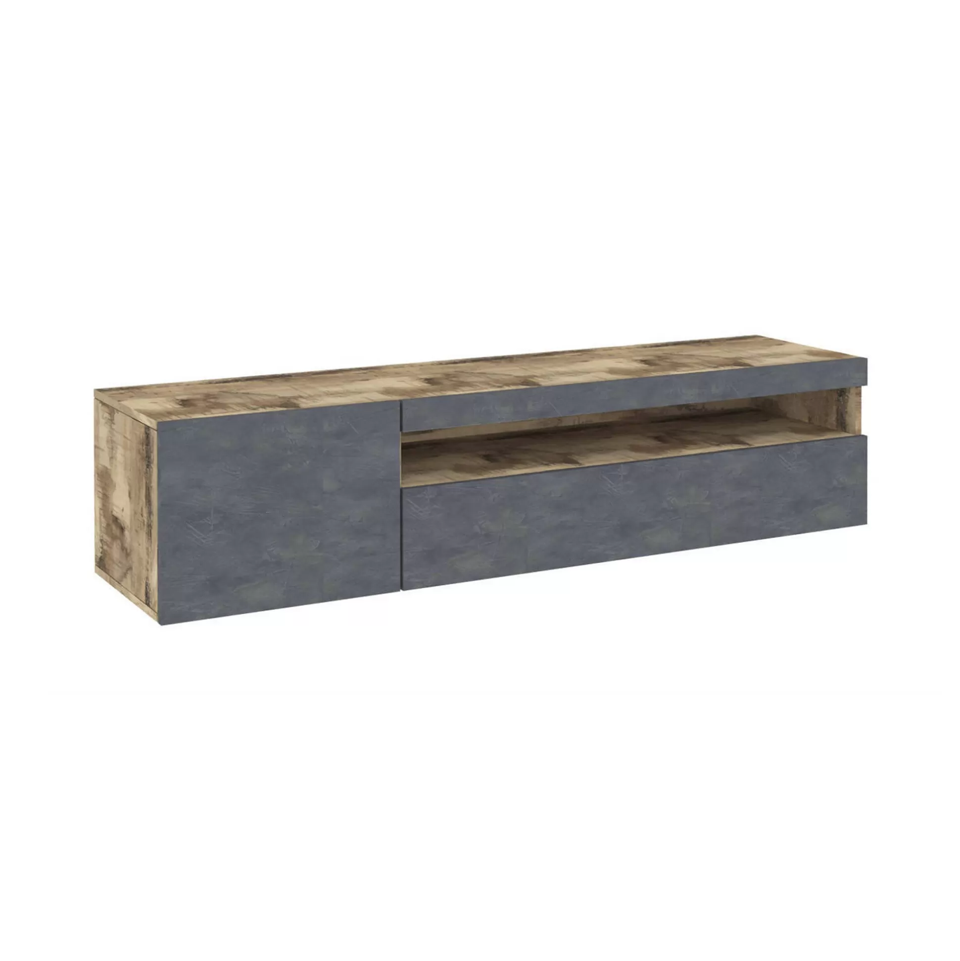Dmora Mobili Porta Tv<Mobile porta TV Aquilo, cm 150x40h37, Acero e Ardesia