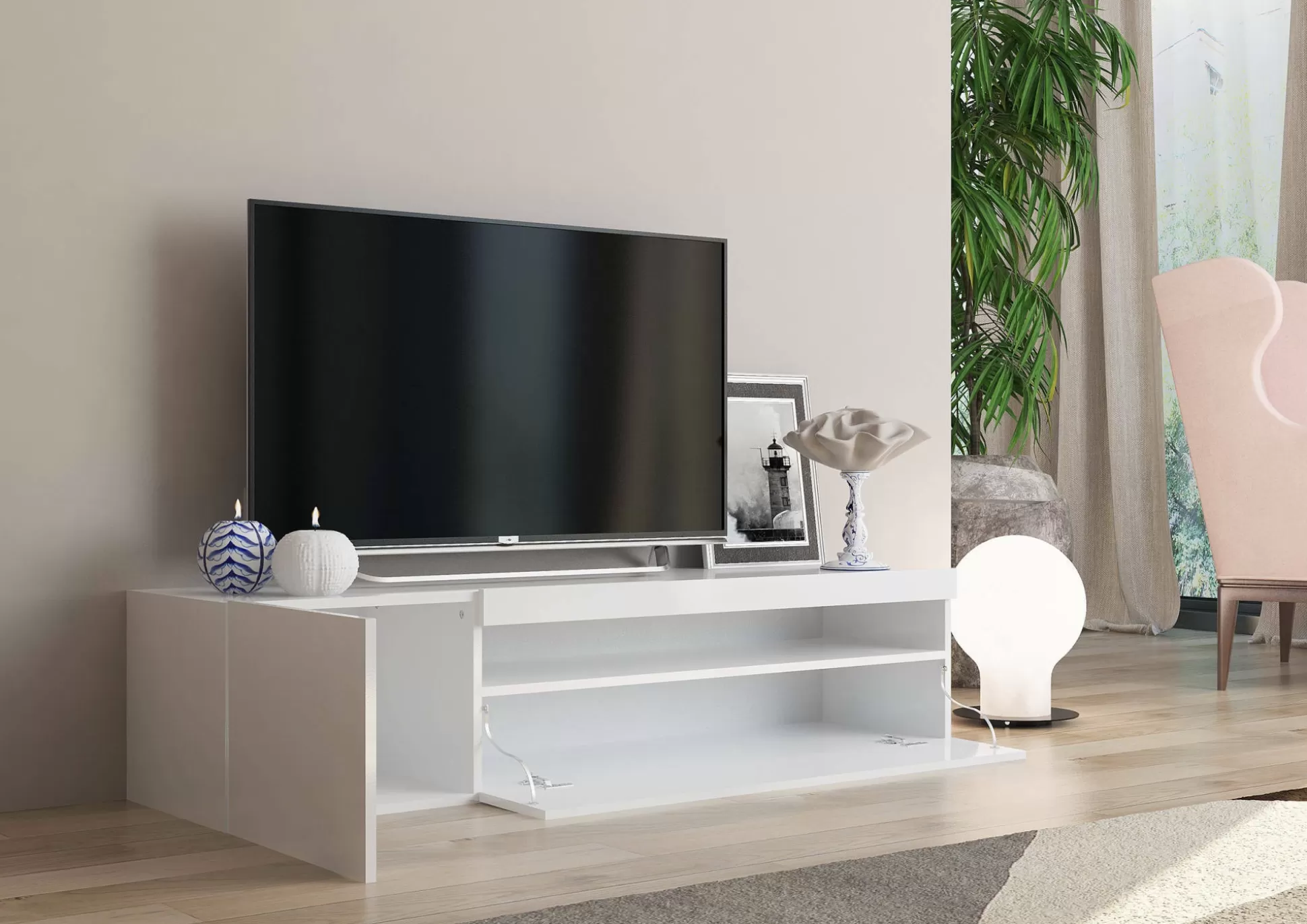 Dmora Mobili Porta Tv<Mobile porta TV Ardy, , con luce LED