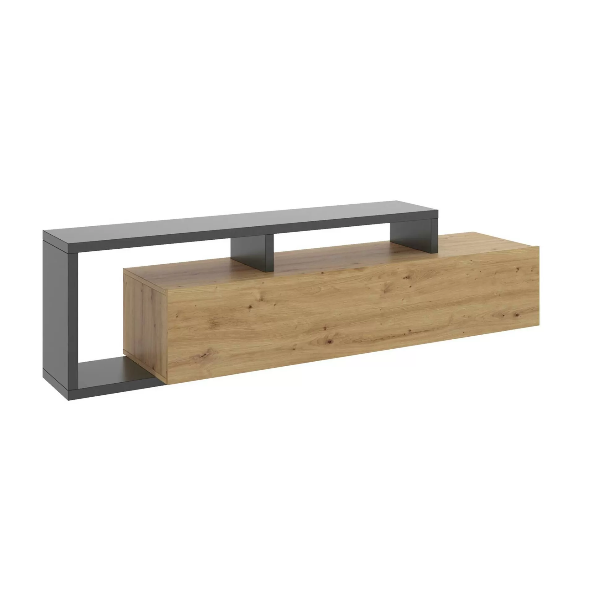 Dmora Mobili Porta Tv<Mobile porta TV Argon, 165x40h47 cm, Rovere Nodi e Antracite