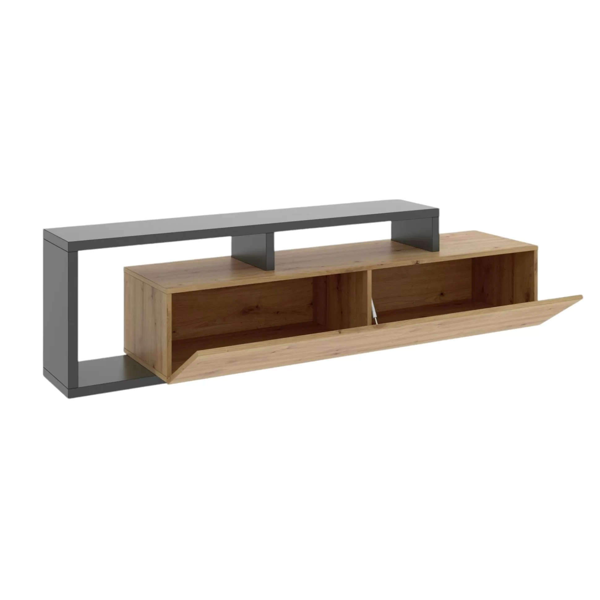Dmora Mobili Porta Tv<Mobile porta TV Argon, 165x40h47 cm, Rovere Nodi e Antracite
