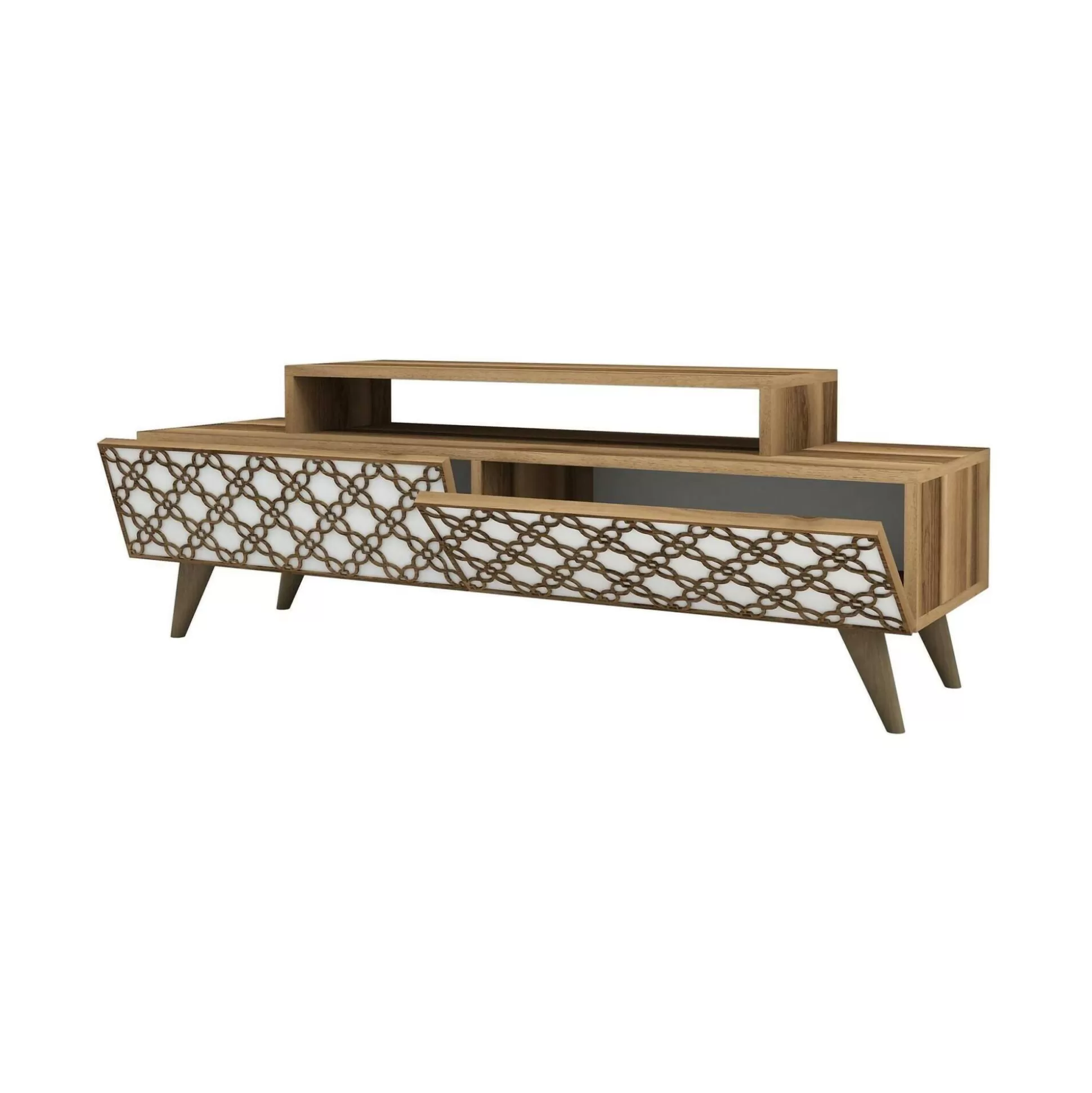 Dmora Mobili Porta Tv<Mobile porta TV Arnara, 140x42h49 cm, Noce e Bianco