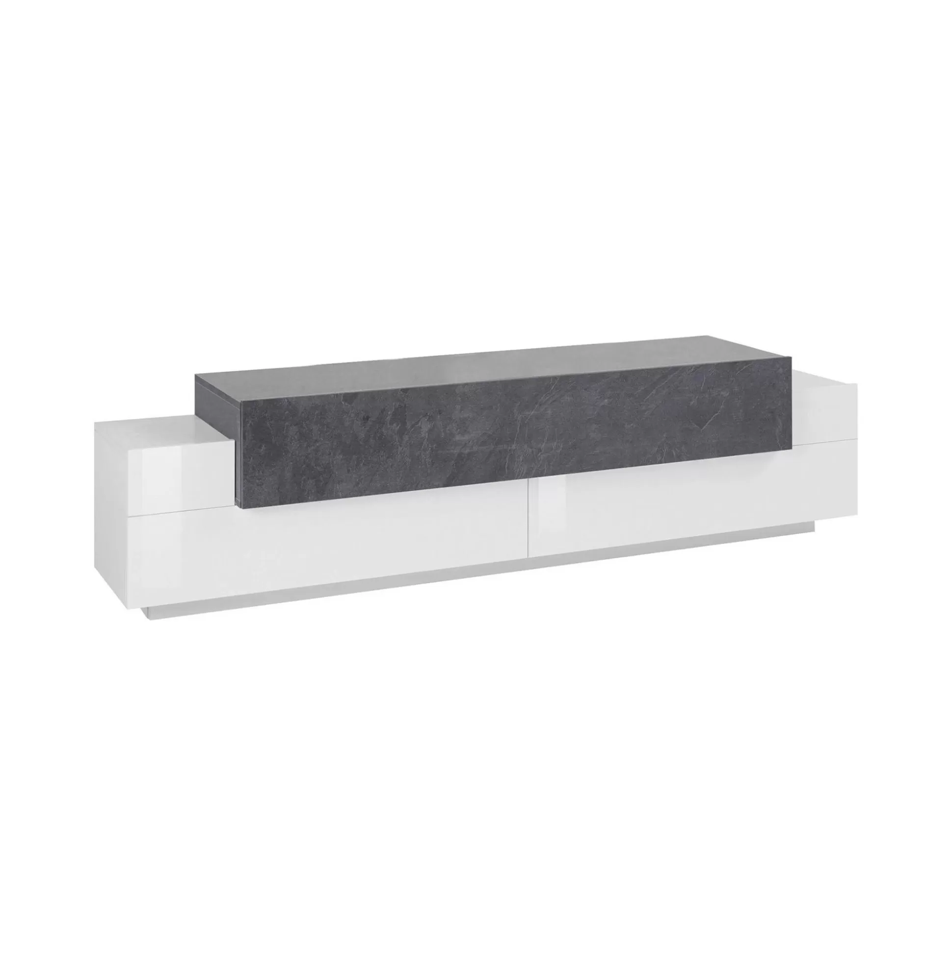 Dmora Mobili Porta Tv<Mobile porta TV Arold, cm 200x45h52, Bianco lucido e Ardesia