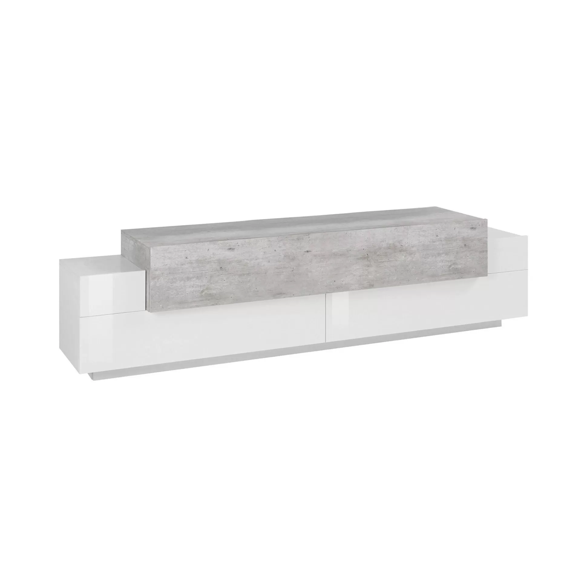 Dmora Mobili Porta Tv<Mobile porta TV Arold, cm 200x45h52, Bianco lucido e Cemento