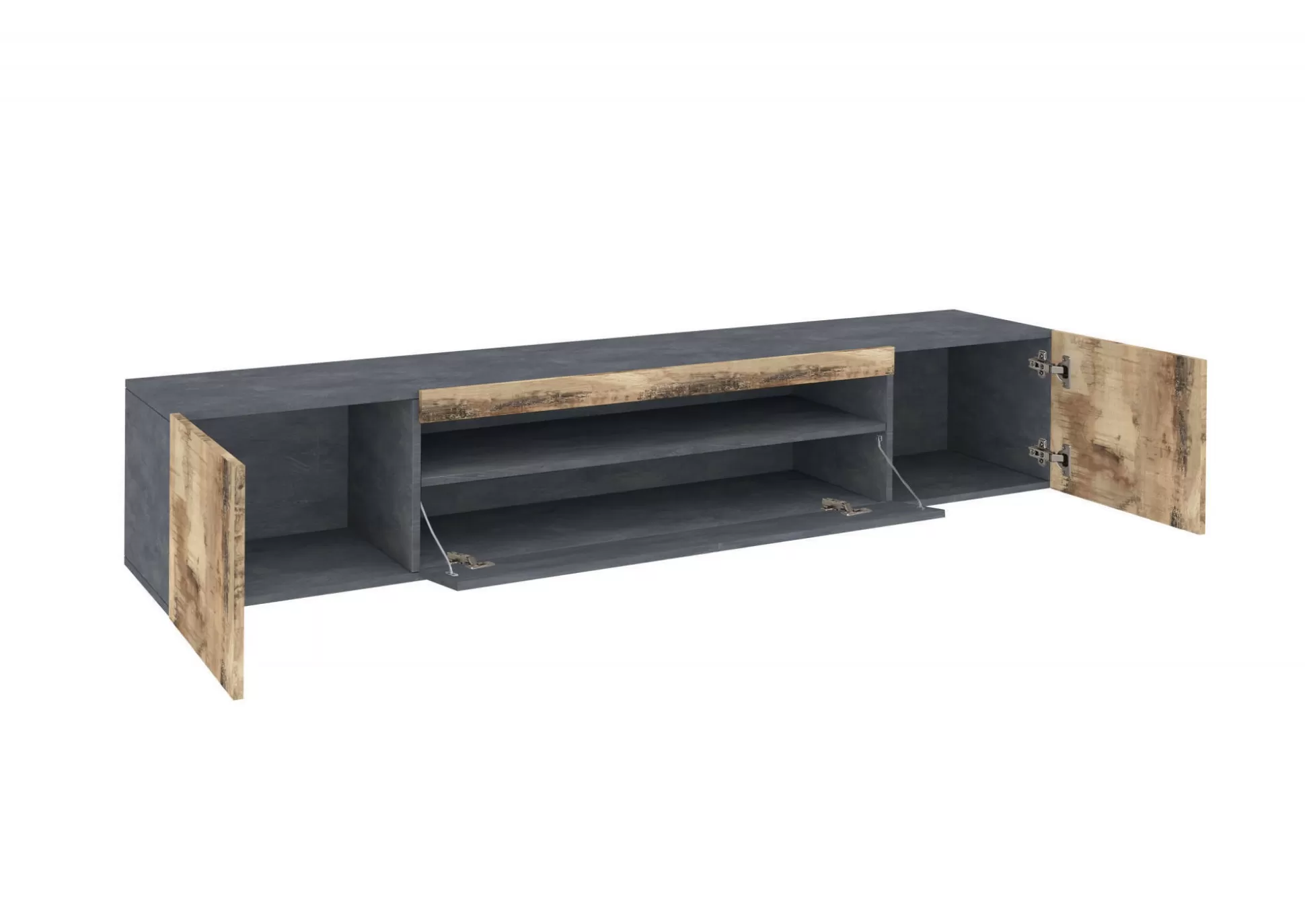 Dmora Mobili Porta Tv<Mobile porta TV Artropodi, Ardesia e Acero, con luce LED