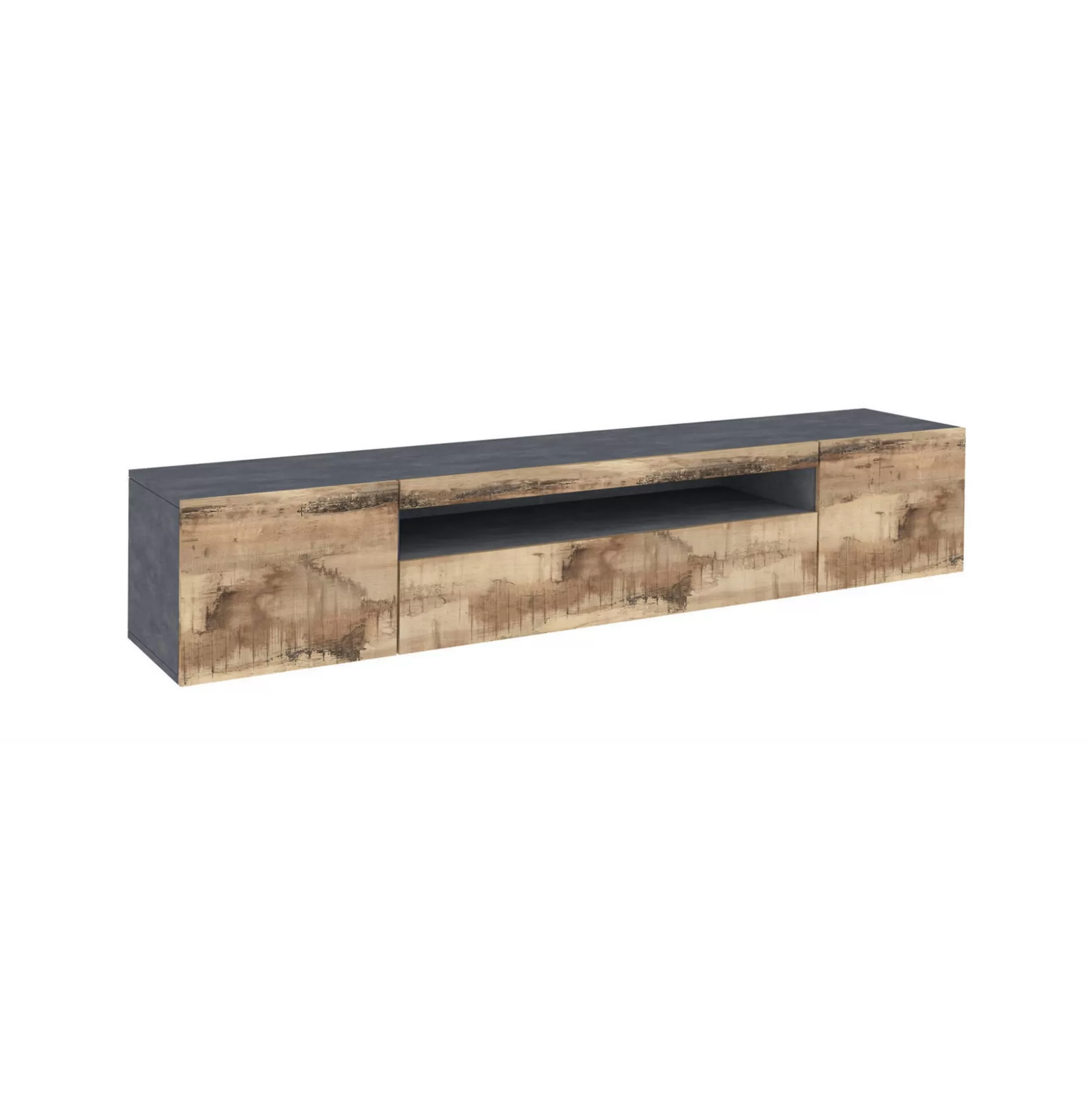 Dmora Mobili Porta Tv<Mobile porta TV Artropodi, cm 200x40h37, Ardesia e Acero
