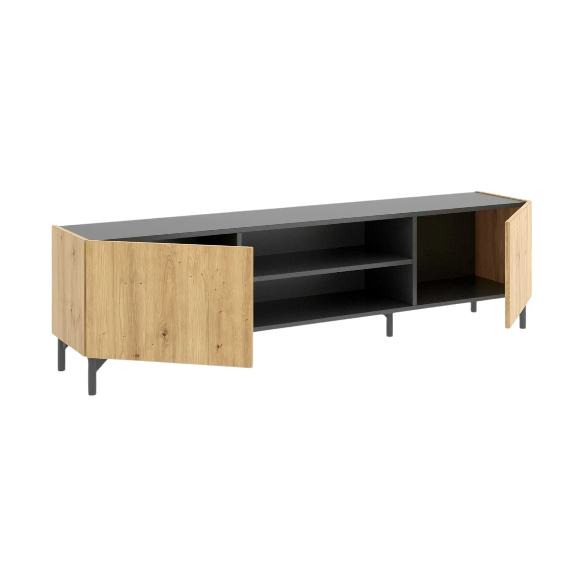 Dmora Mobili Porta Tv<Mobile porta TV Arya, 161x35h45 cm, Rovere Nodi e Antracite