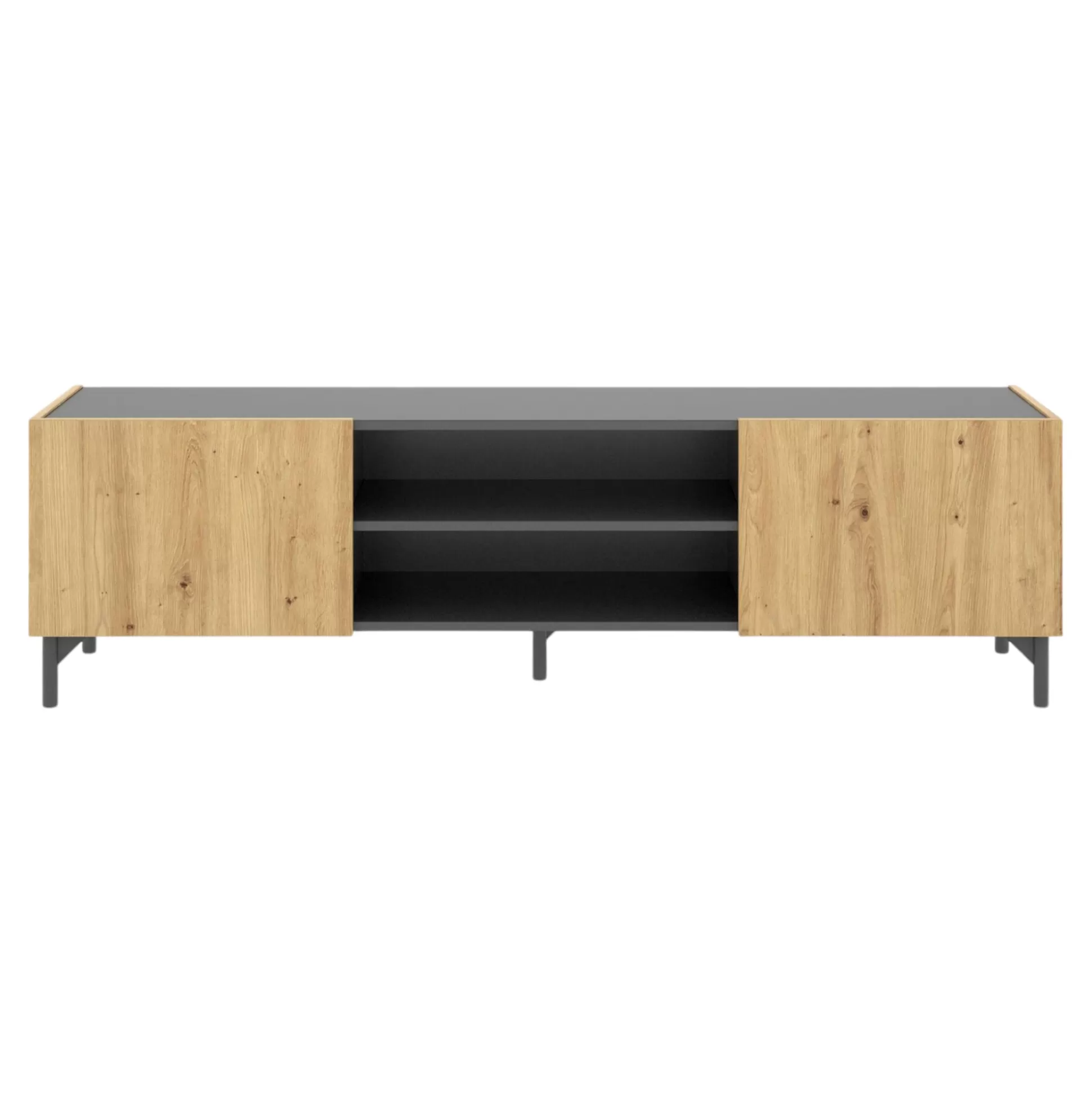 Dmora Mobili Porta Tv<Mobile porta TV Arya, 161x35h45 cm, Rovere Nodi e Antracite