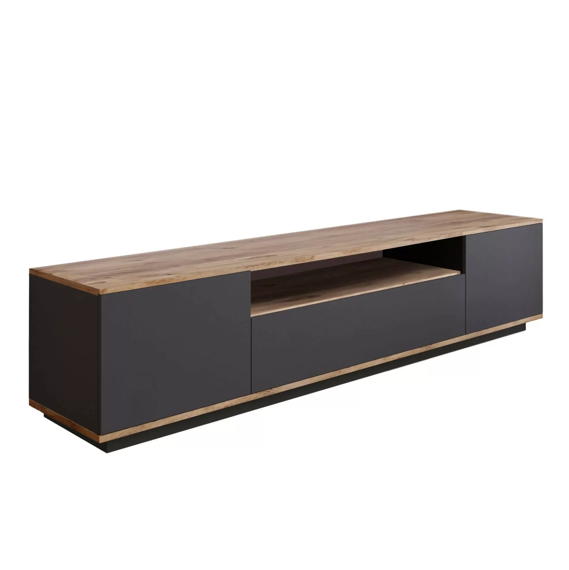 Dmora Mobili Porta Tv<Mobile porta TV Asellina, 180x45h45 cm, Quercia e Antracite