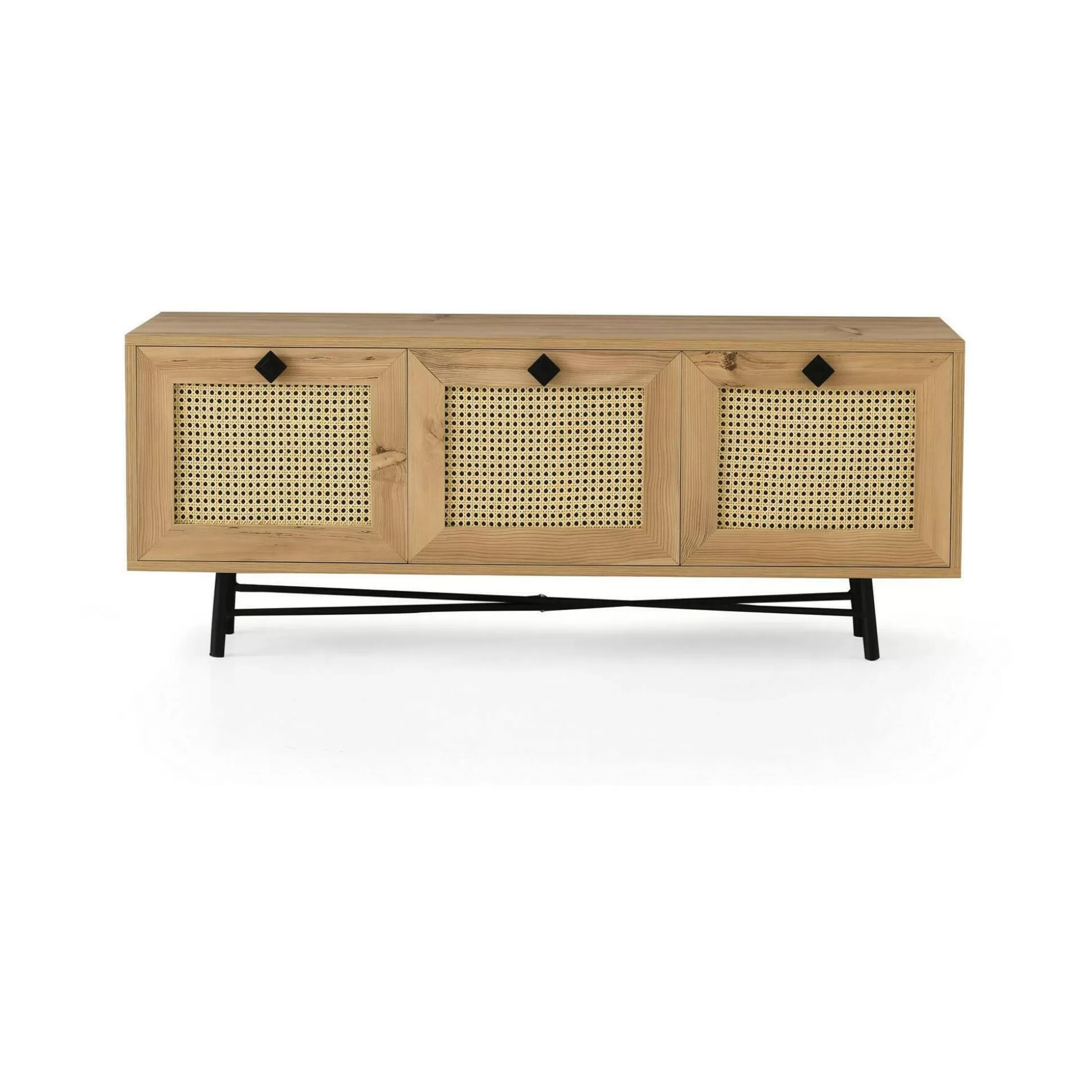 Dmora Mobili Porta Tv<Mobile porta TV Assemini, Quercia e Nero, 140x40h60 cm