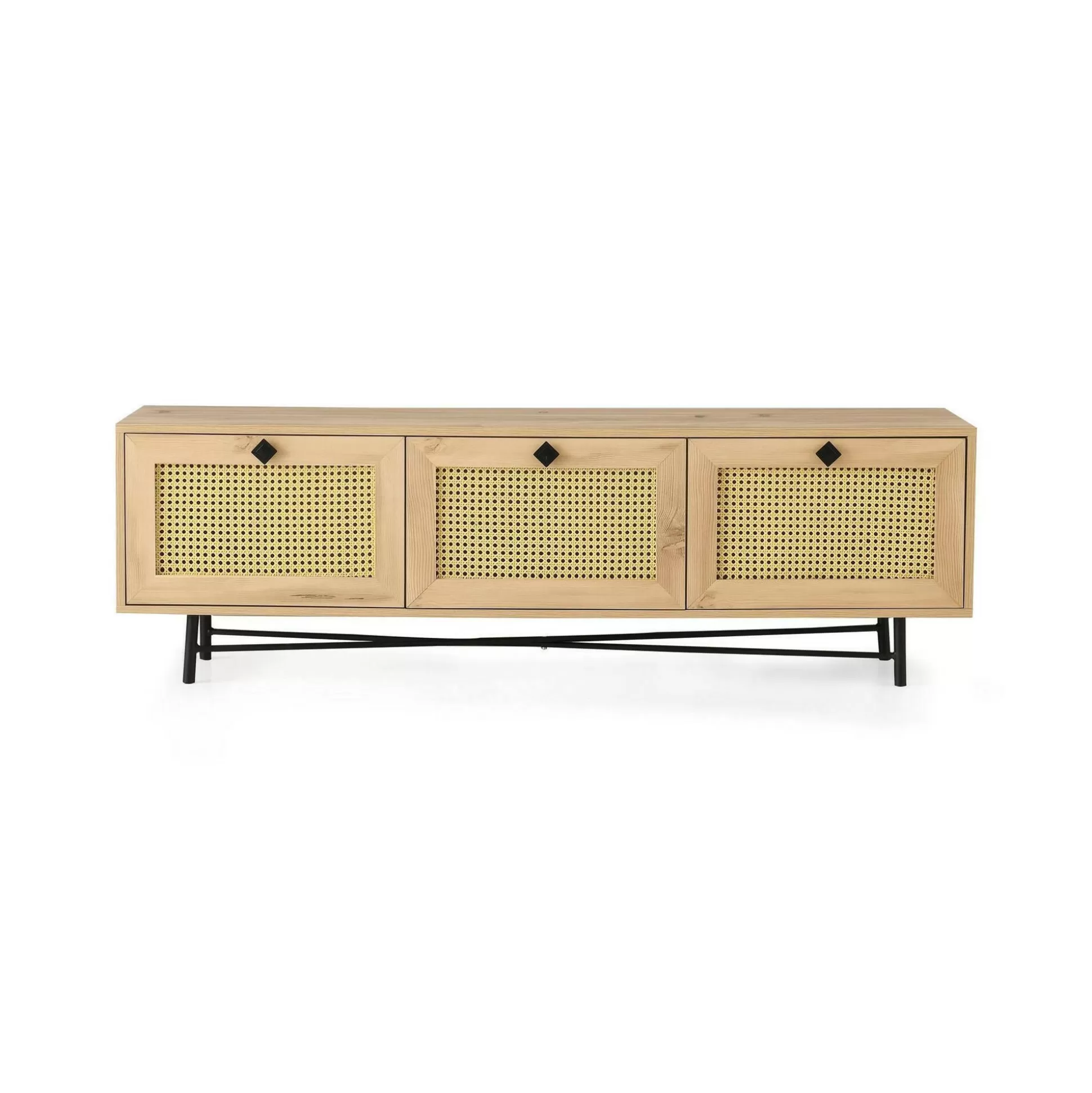 Dmora Mobili Porta Tv<Mobile porta TV Assemini, Quercia e Nero, 180x40h60 cm