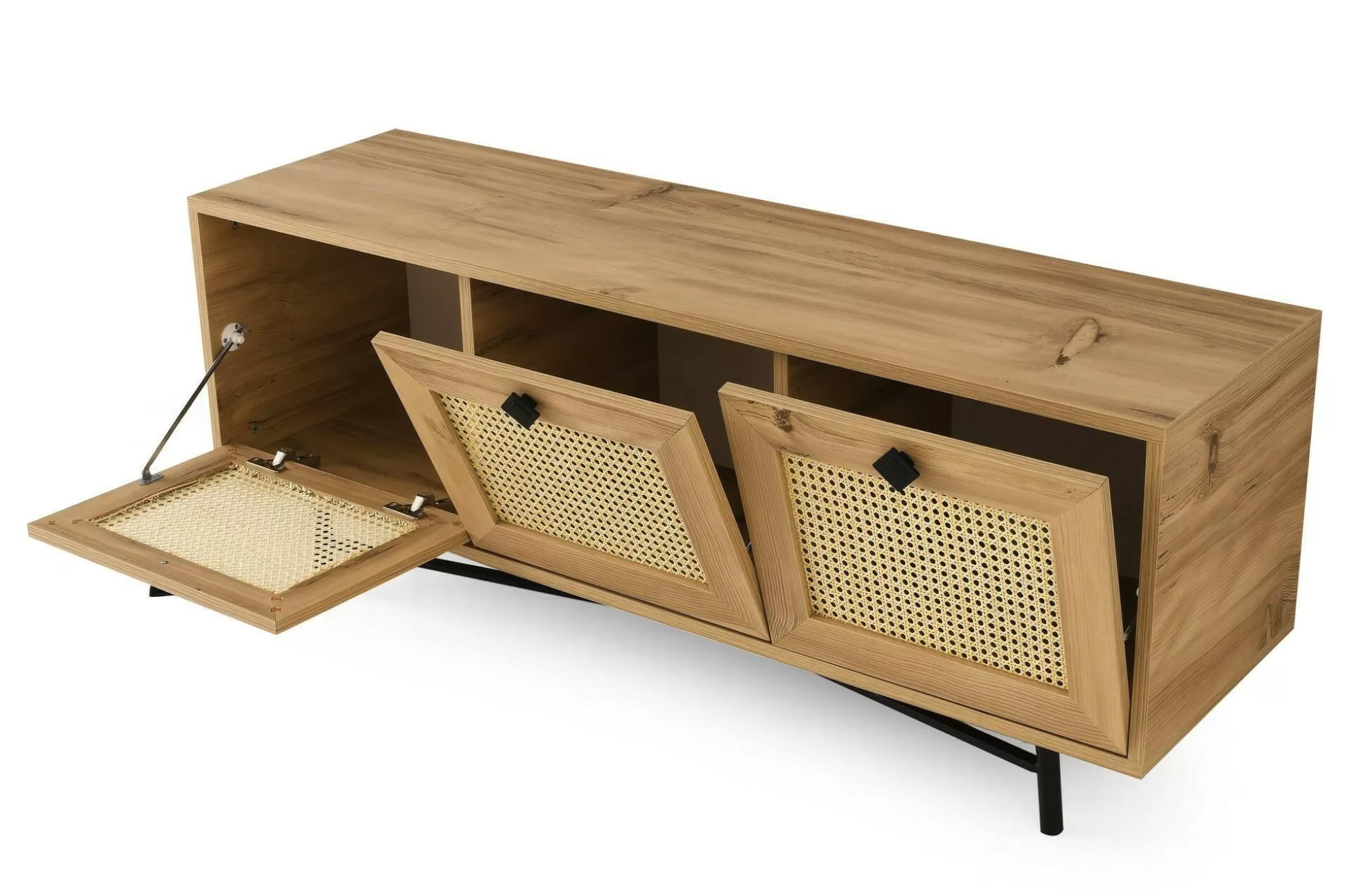 Dmora Mobili Porta Tv<Mobile porta TV Assemini, Quercia e Nero, 140x40h60 cm