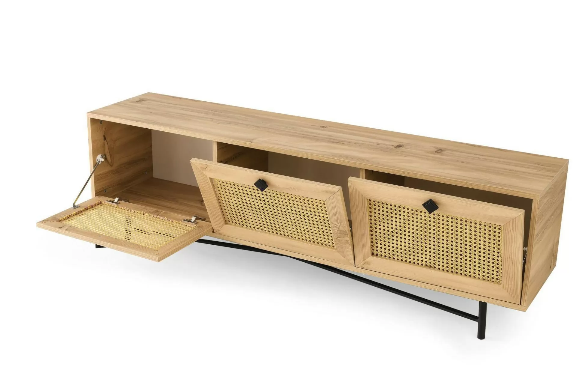 Dmora Mobili Porta Tv<Mobile porta TV Assemini, Quercia e Nero, 180x40h60 cm