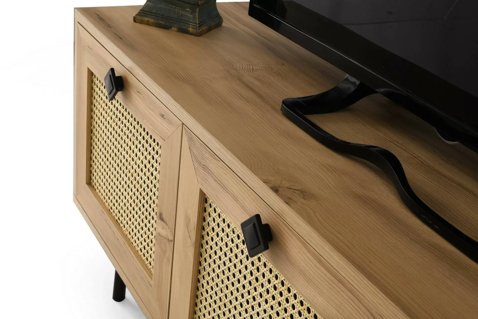 Dmora Mobili Porta Tv<Mobile porta TV Assemini, Quercia e Nero, 140x40h60 cm