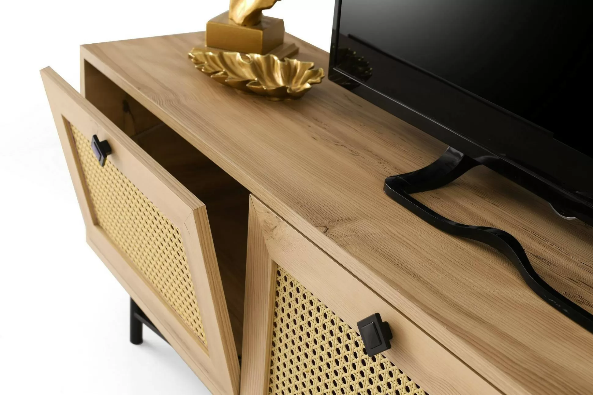 Dmora Mobili Porta Tv<Mobile porta TV Assemini, Quercia e Nero, 180x40h60 cm