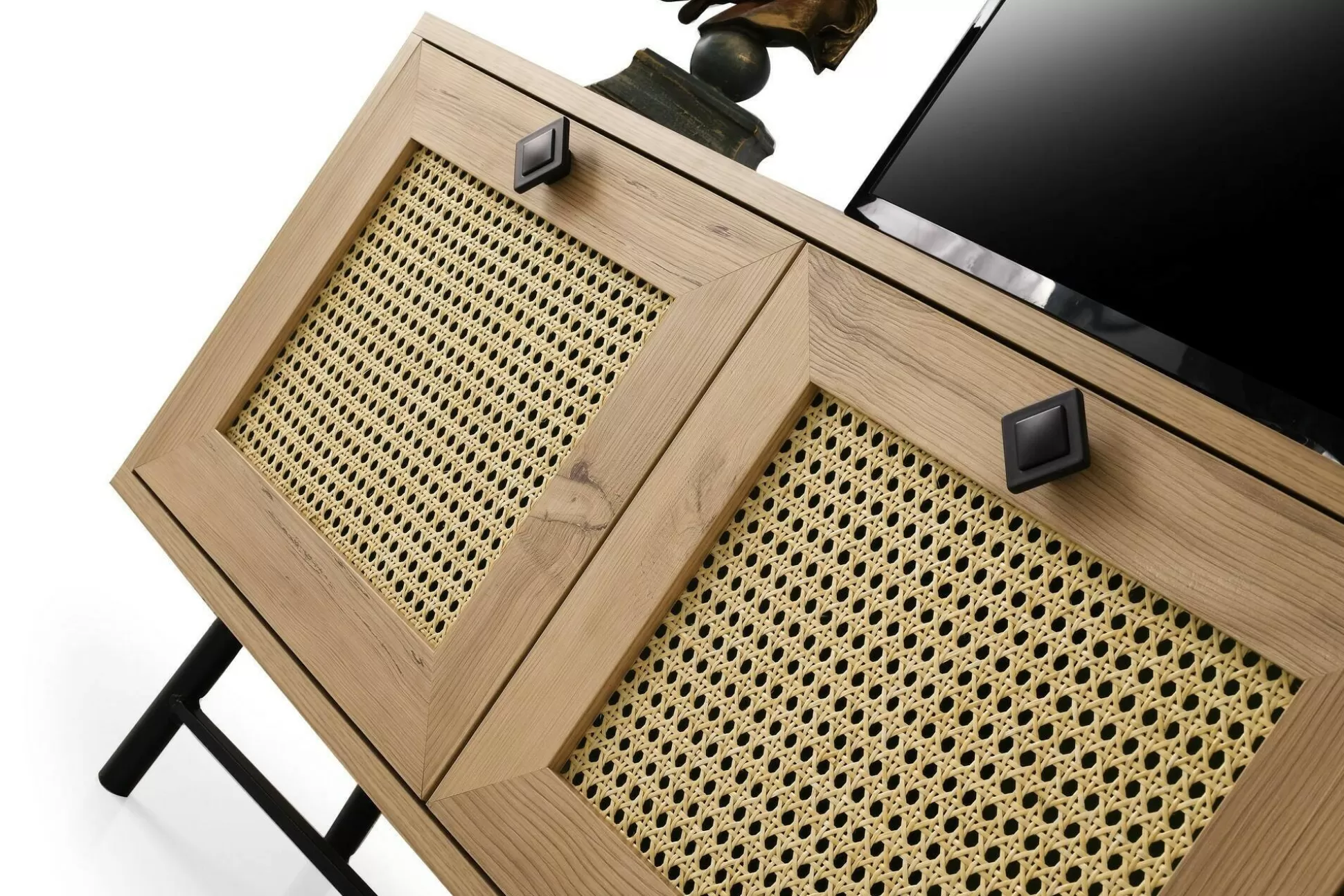 Dmora Mobili Porta Tv<Mobile porta TV Assemini, Quercia e Nero, 140x40h60 cm