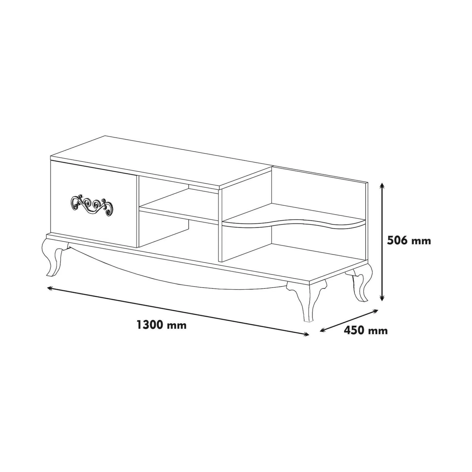 Dmora Mobili Porta Tv<Mobile porta TV Assolo, 130x45h51 cm, Noce e Bianco