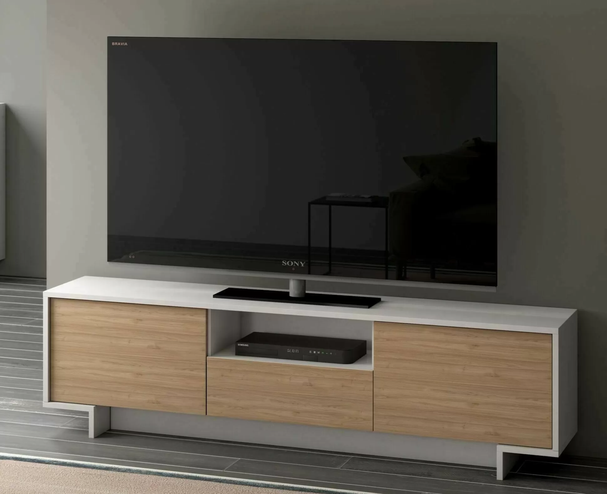 Dmora Mobili Porta Tv<Mobile porta TV Atina, 170x42h48 cm, Bianco e Rovere