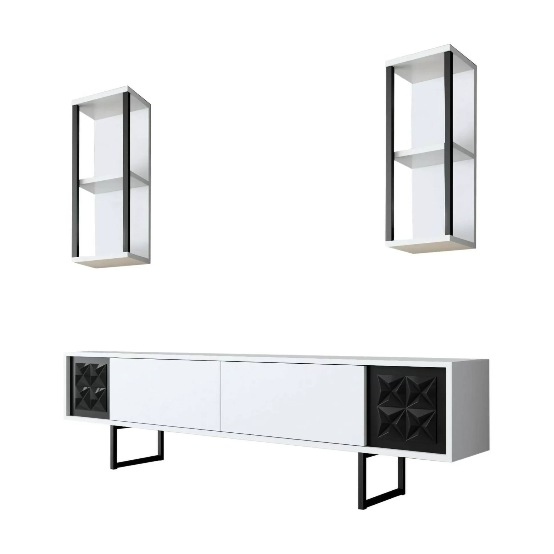 Dmora Mobili Porta Tv<Mobile porta TV Axa, 180x30h48 cm, Bianco e Nero