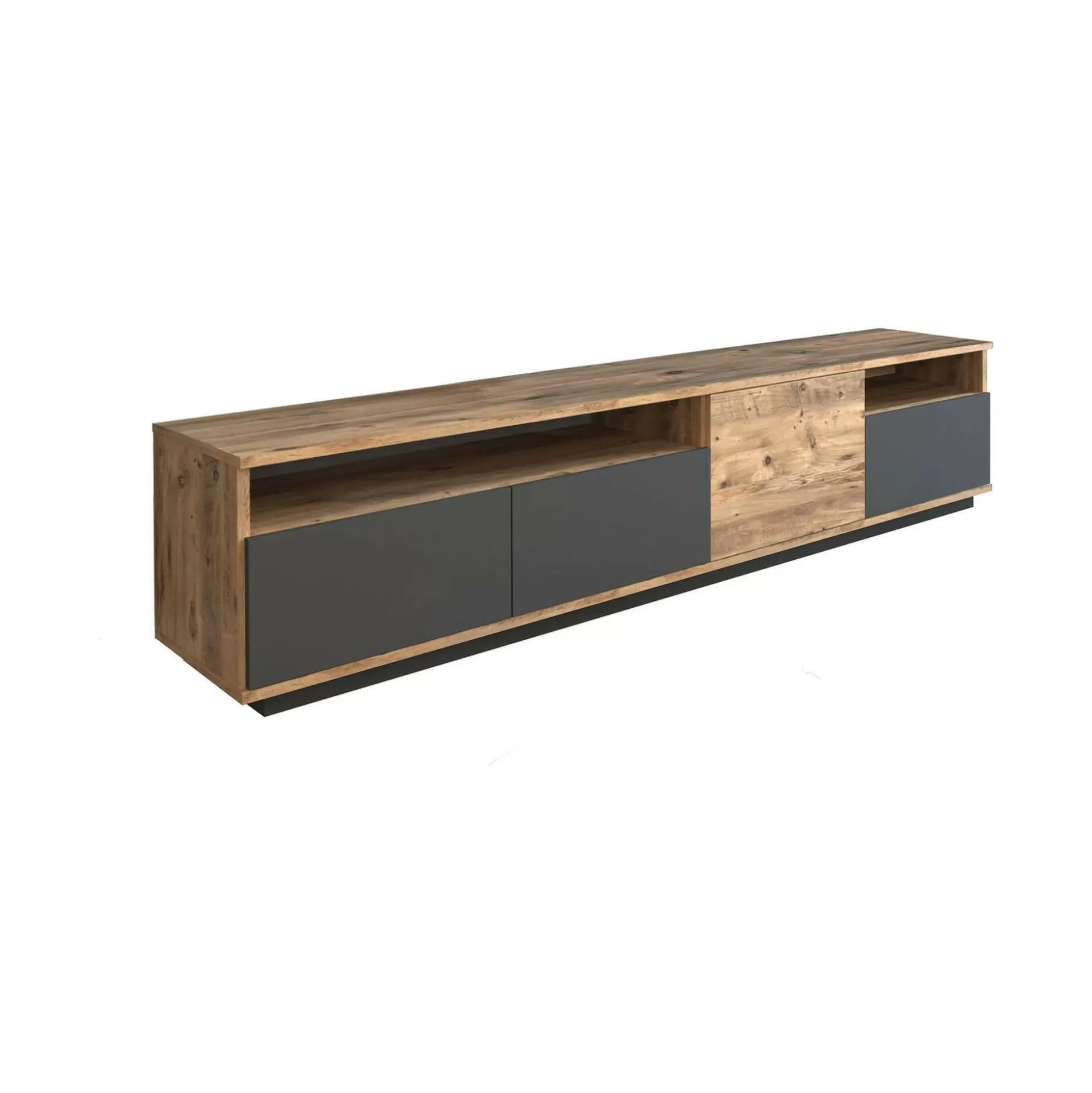 Dmora Mobili Porta Tv<Mobile porta TV Axi, 180x45h45 cm, Quercia e Antracite