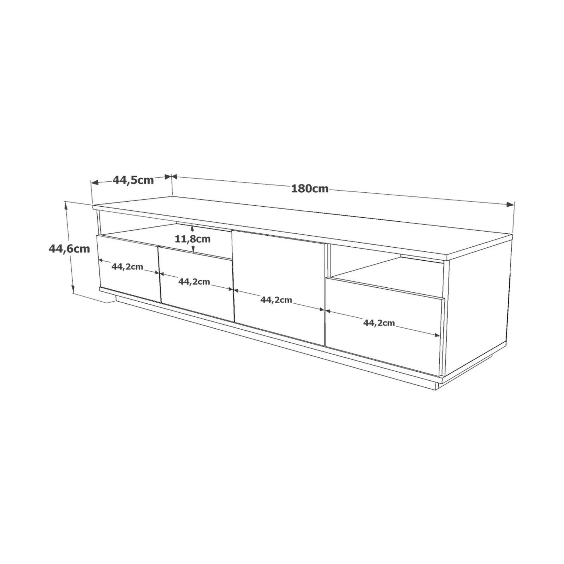 Dmora Mobili Porta Tv<Mobile porta TV Axi, 180x45h45 cm, Quercia e Bianco