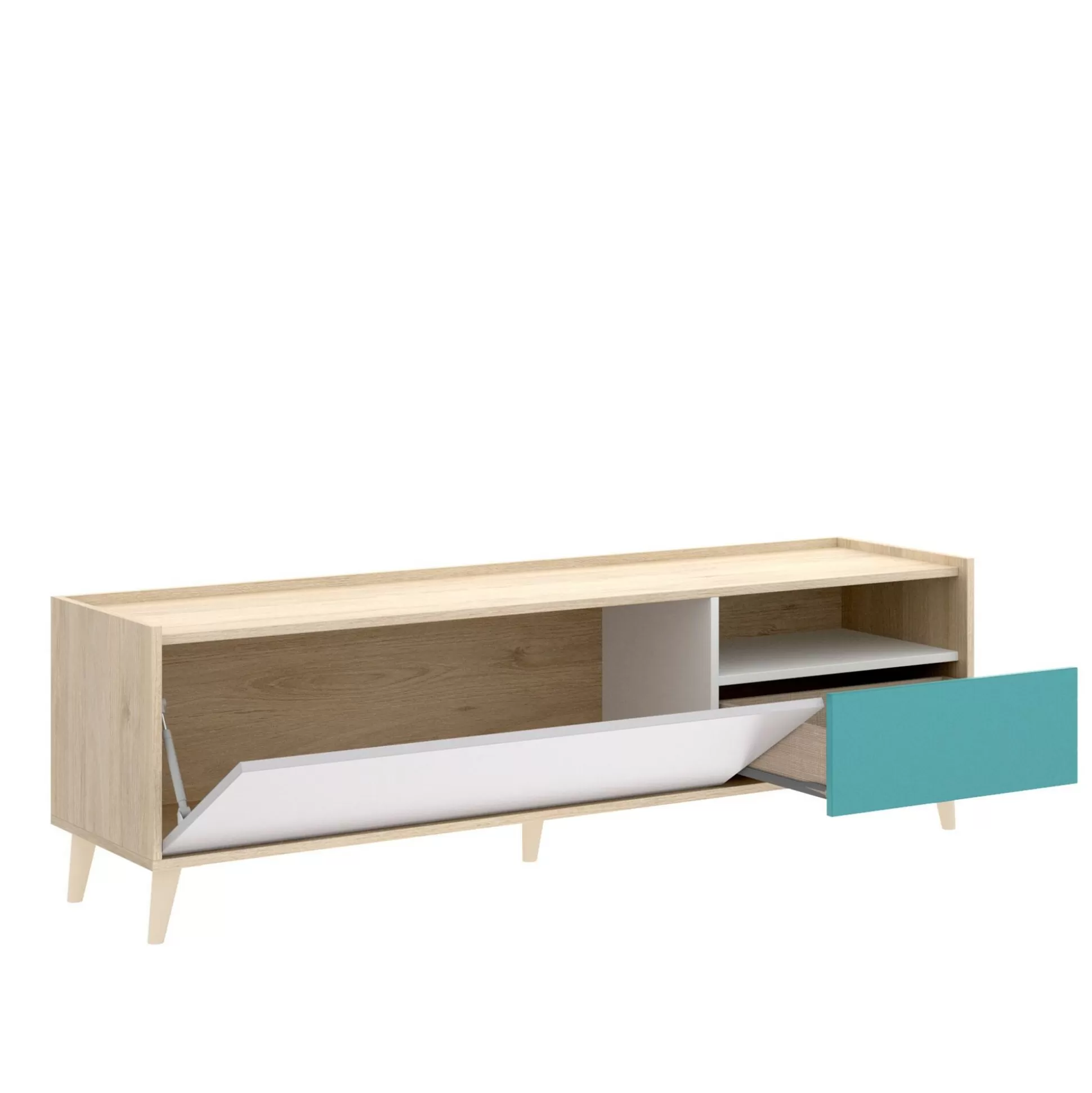 Dmora Mobili Porta Tv<Mobile porta TV Axterix, 155x43h47 cm, Rovere e Bianco