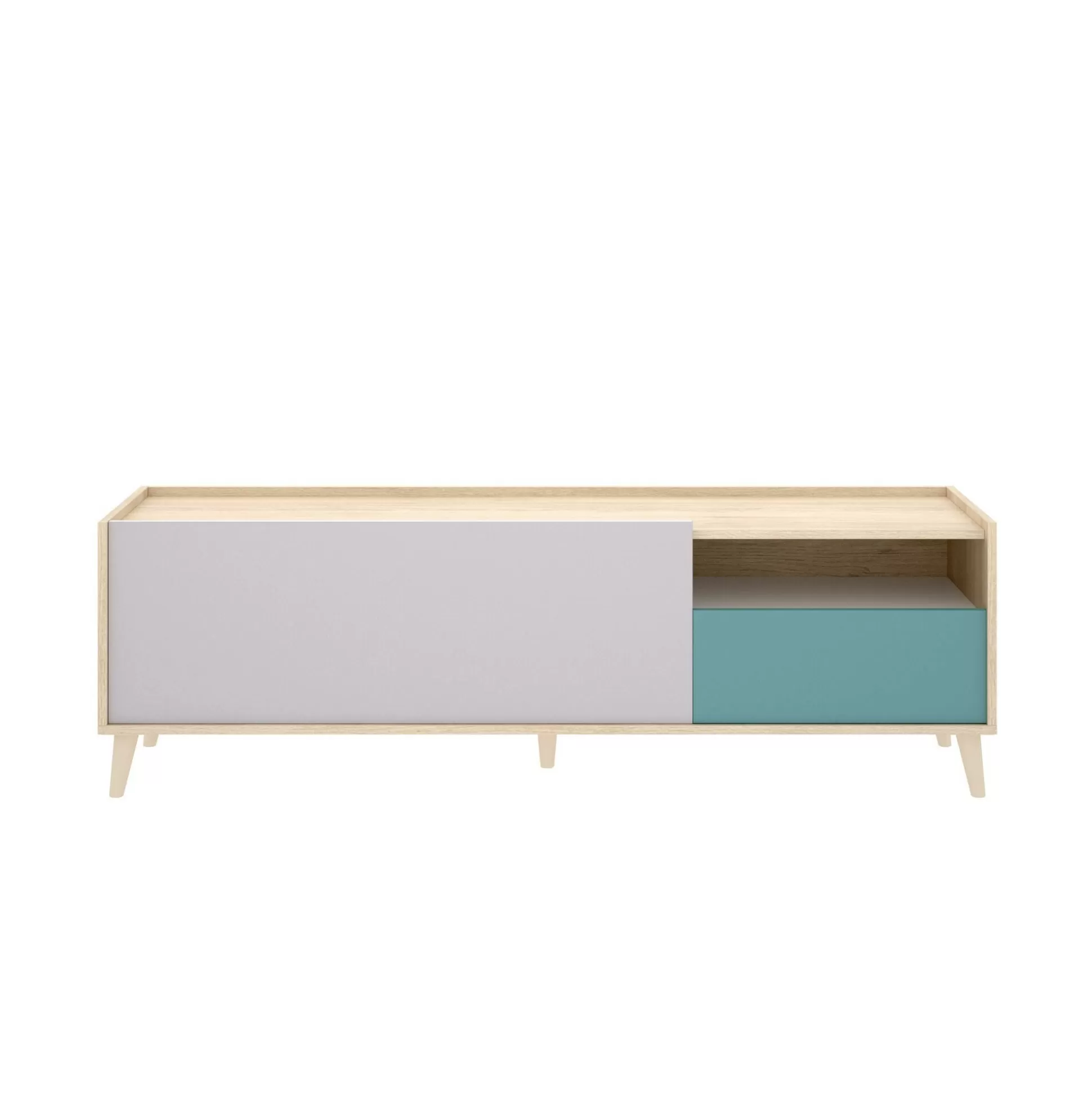 Dmora Mobili Porta Tv<Mobile porta TV Axterix, 155x43h47 cm, Rovere e Bianco