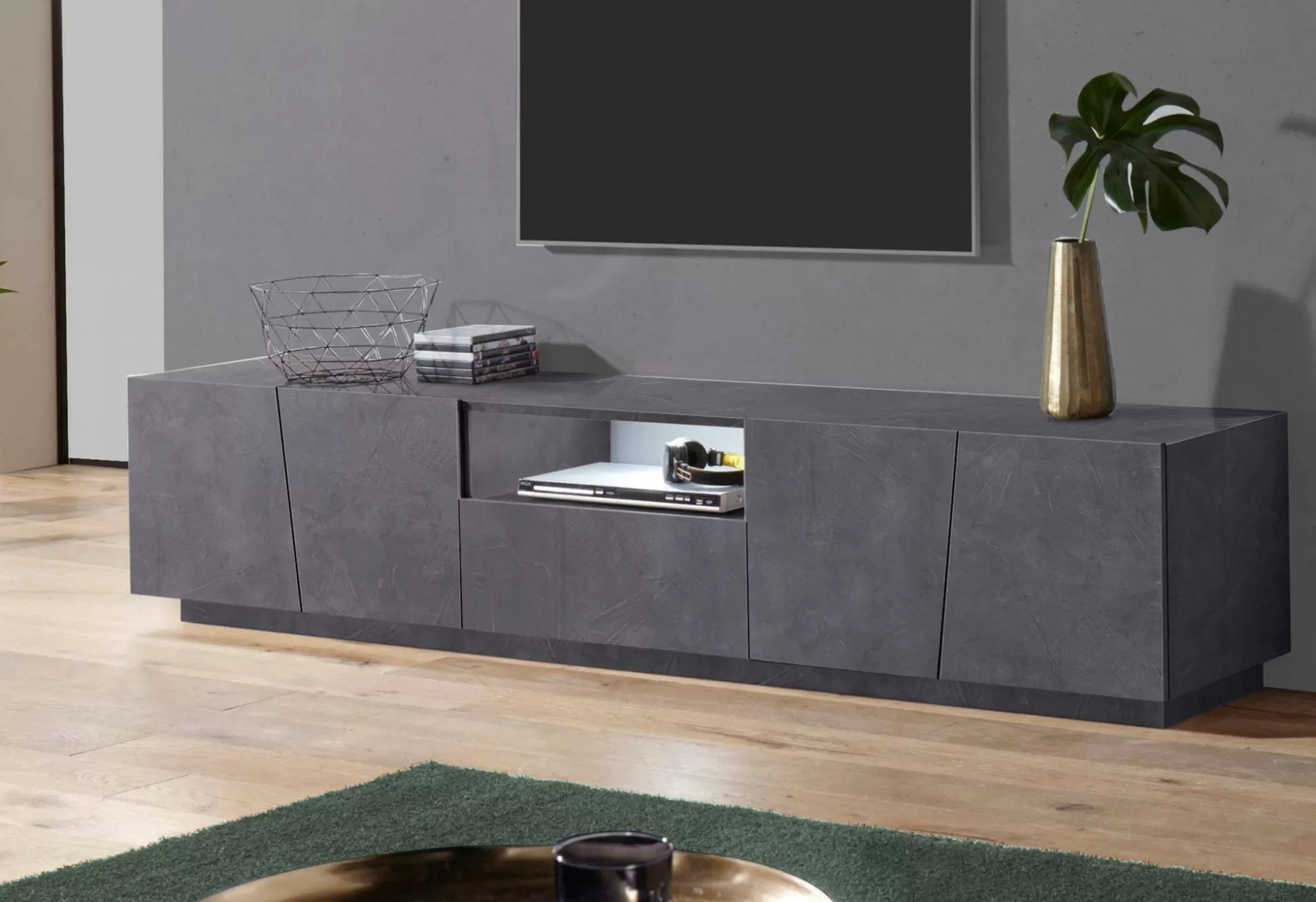 Dmora Mobili Porta Tv<Mobile porta TV Azzurras, , con luce LED