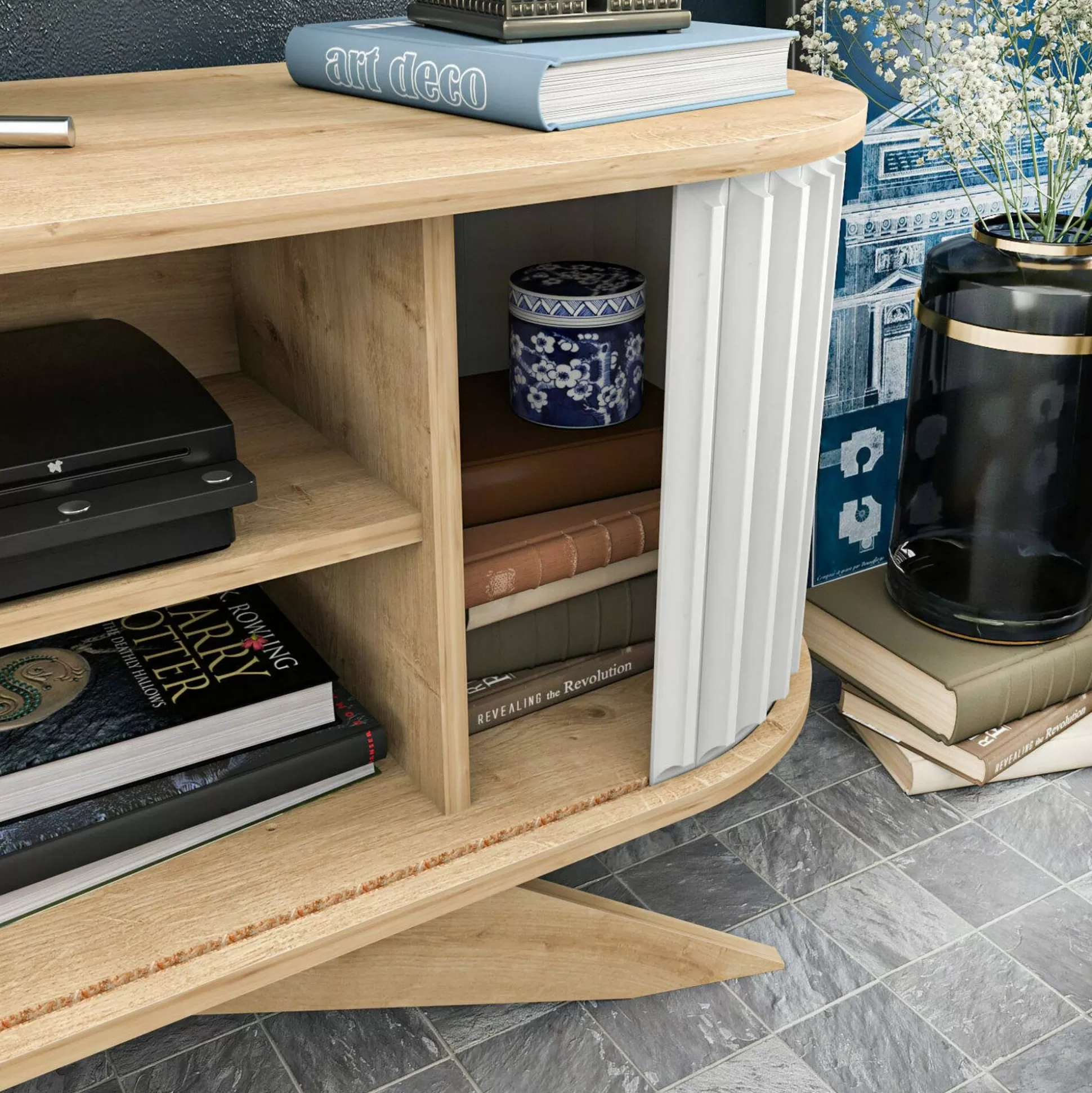 Dmora Mobili Porta Tv<Mobile porta TV Bailu, 180x43h60 cm, Quercia e Bianco