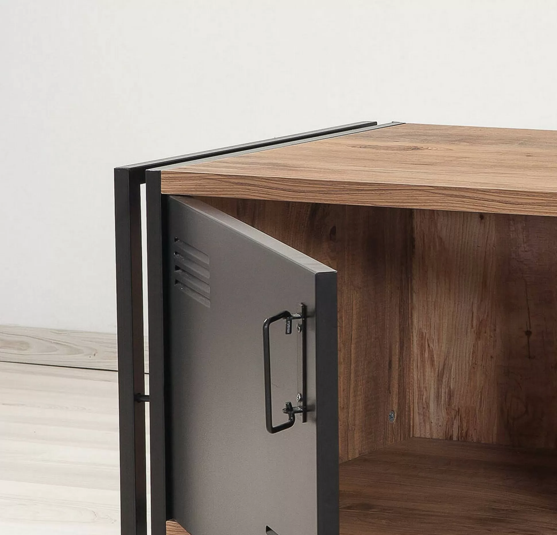 Dmora Mobili Porta Tv<Mobile porta TV Cyprien, Quercia e Nero, 130x45h50 cm