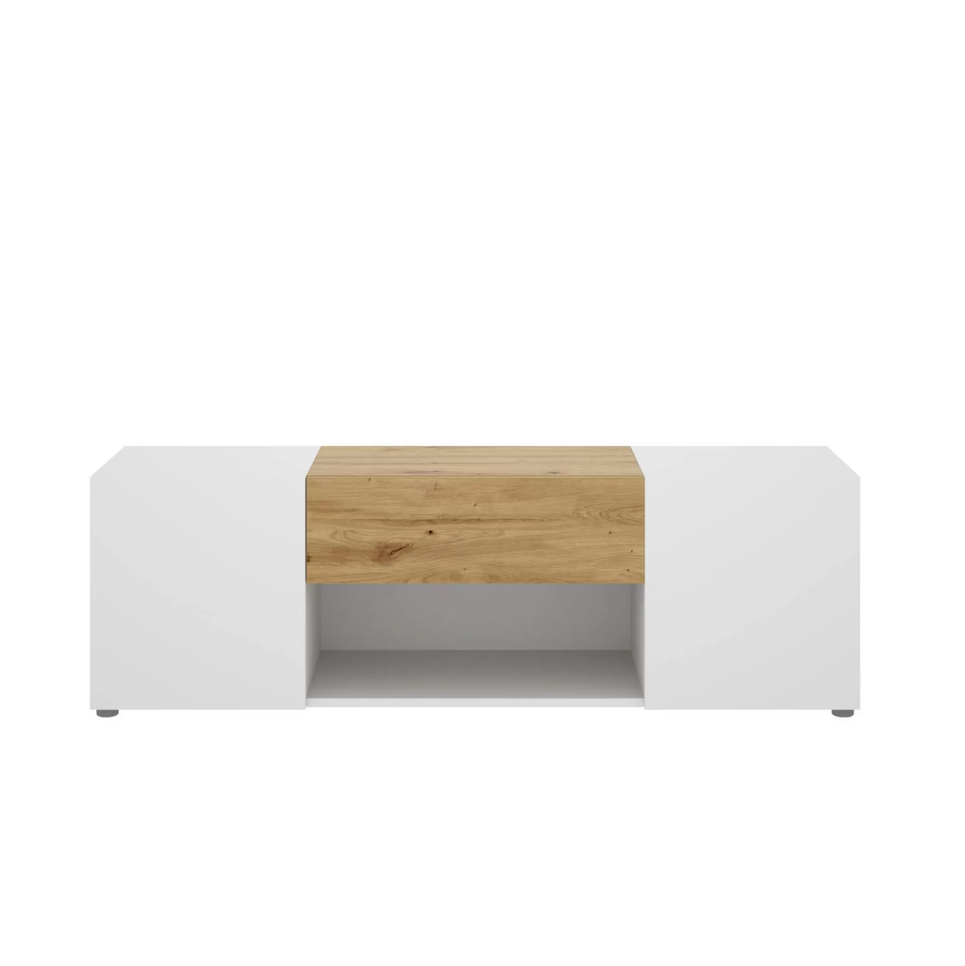 Dmora Mobili Porta Tv<Mobile porta TV Dacciar, 138x35h45 cm, Bianco e Rovere Nodi