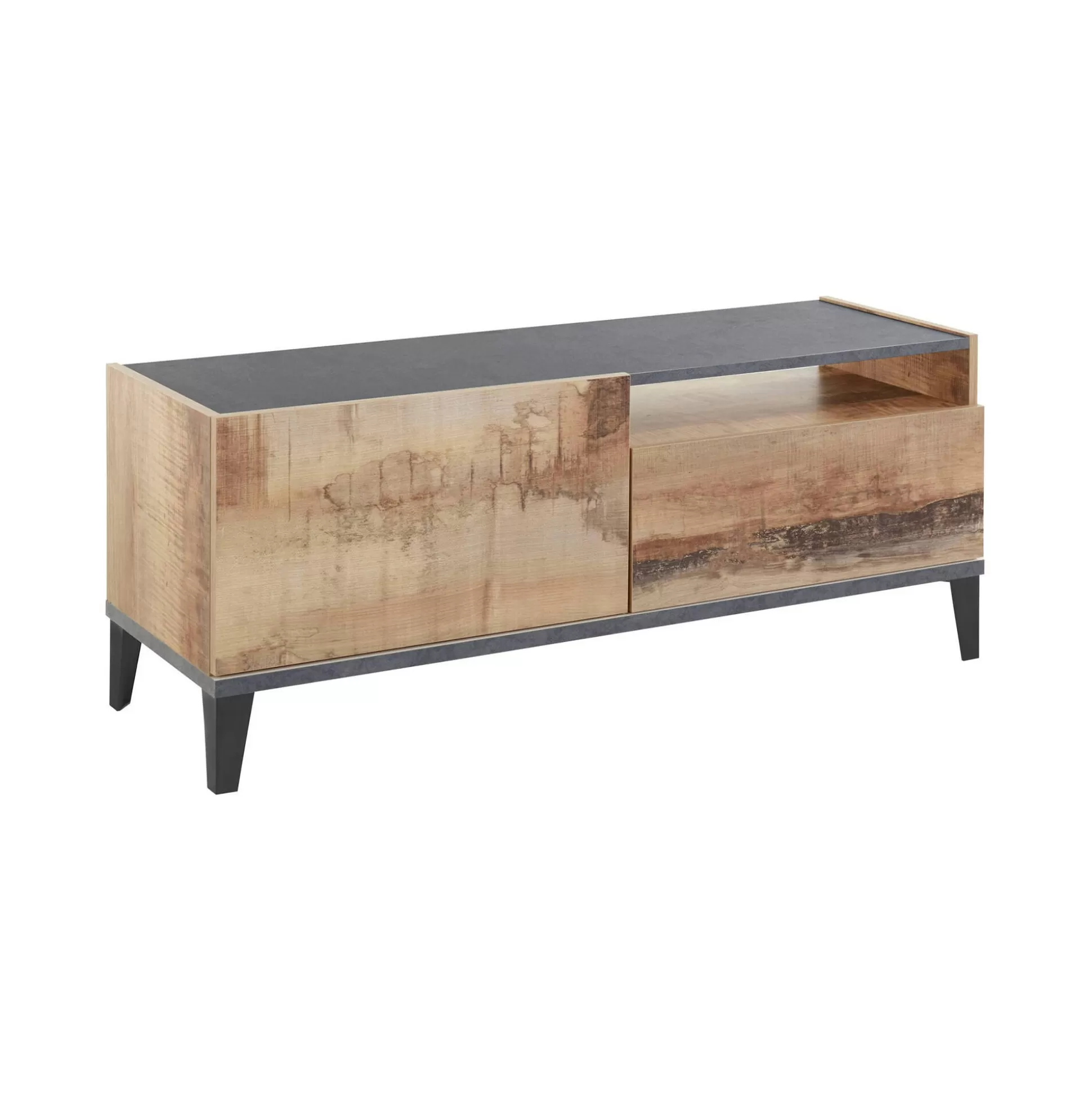 Dmora Mobili Porta Tv<Mobile porta TV Darcar, cm 120x40h47, Ardesia e Acero