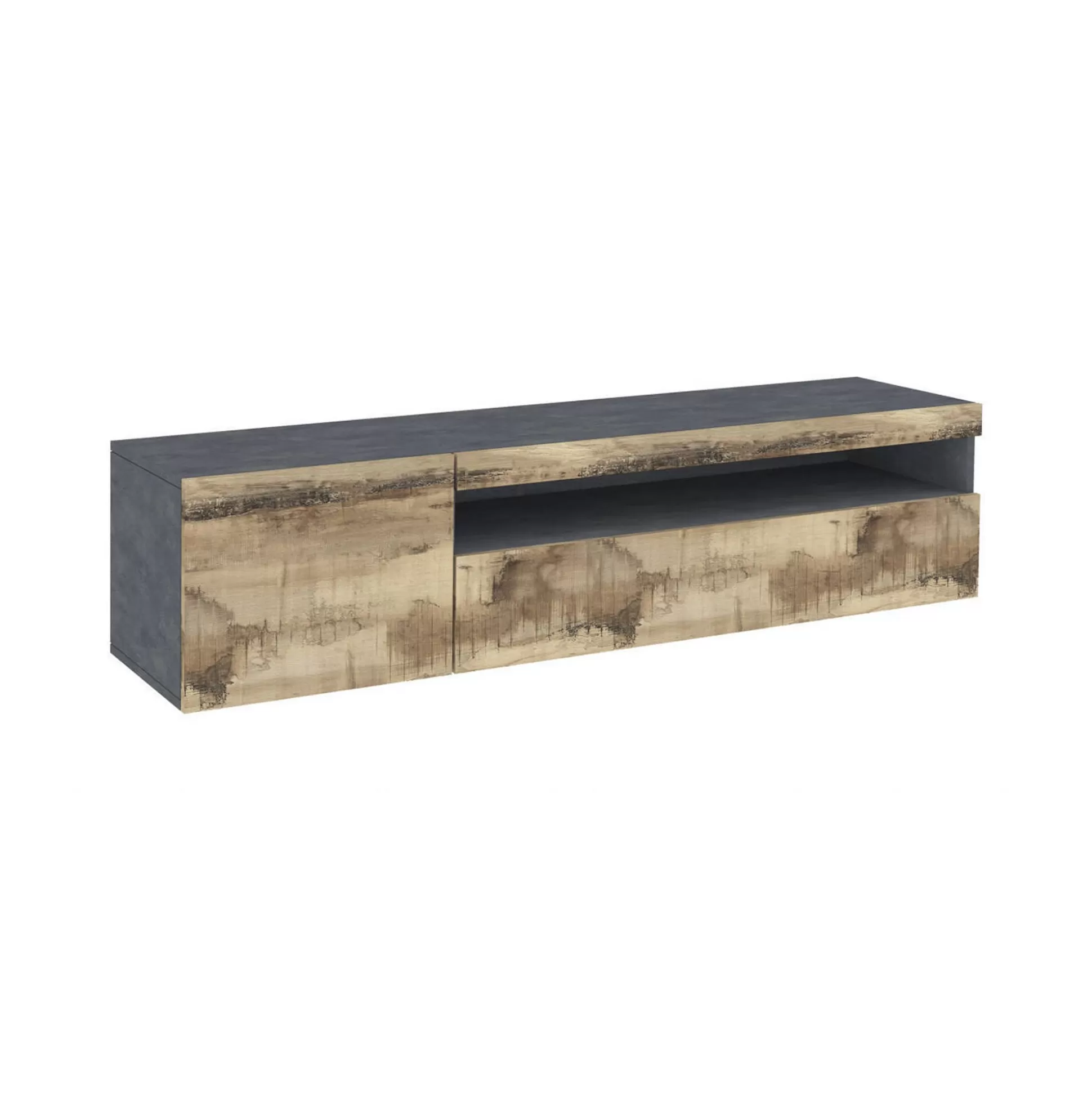 Dmora Mobili Porta Tv<Mobile porta TV Dbele, Ardesia e Acero, con luce LED