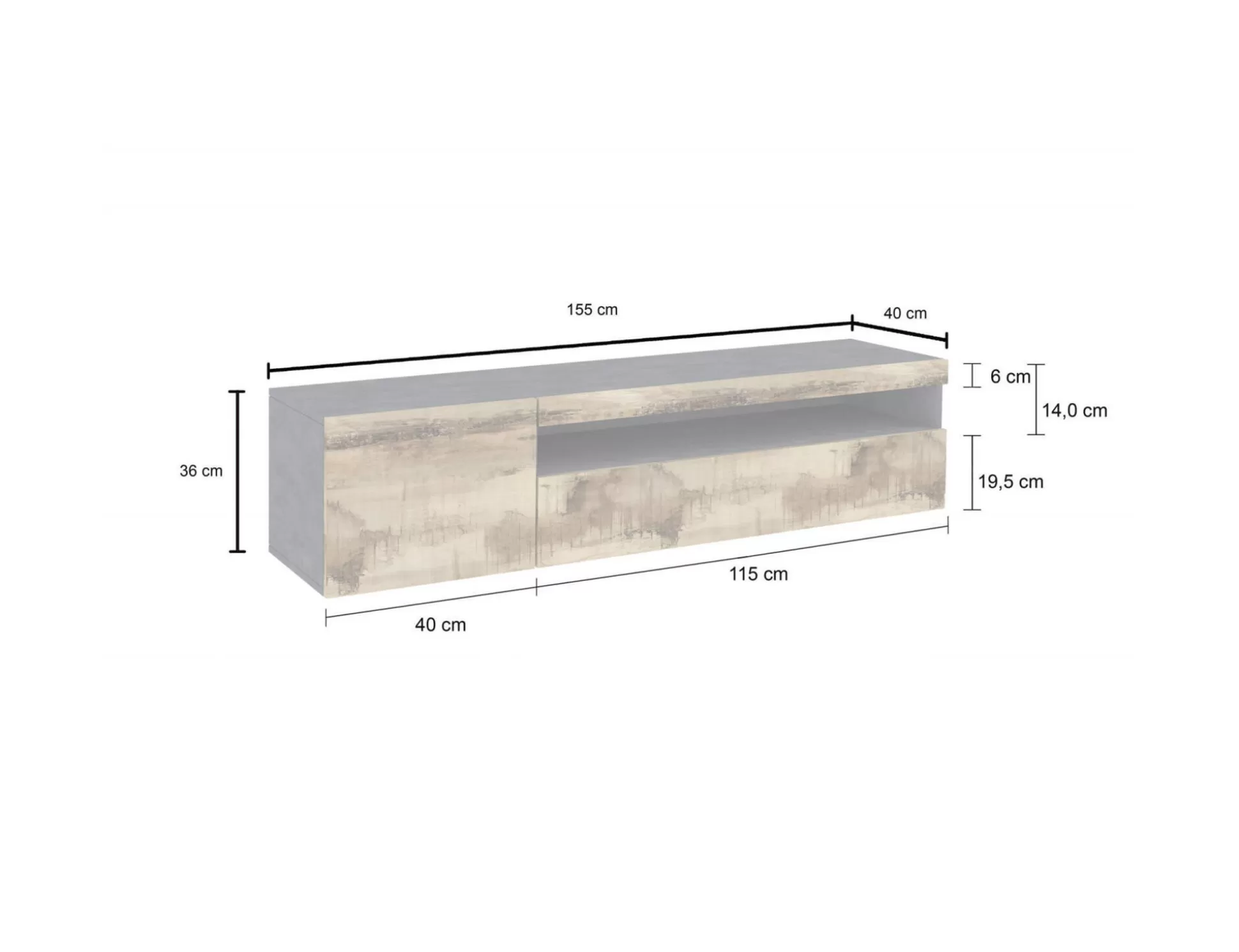 Dmora Mobili Porta Tv<Mobile porta TV Dbele, cm 150x40h37, Ardesia e Acero