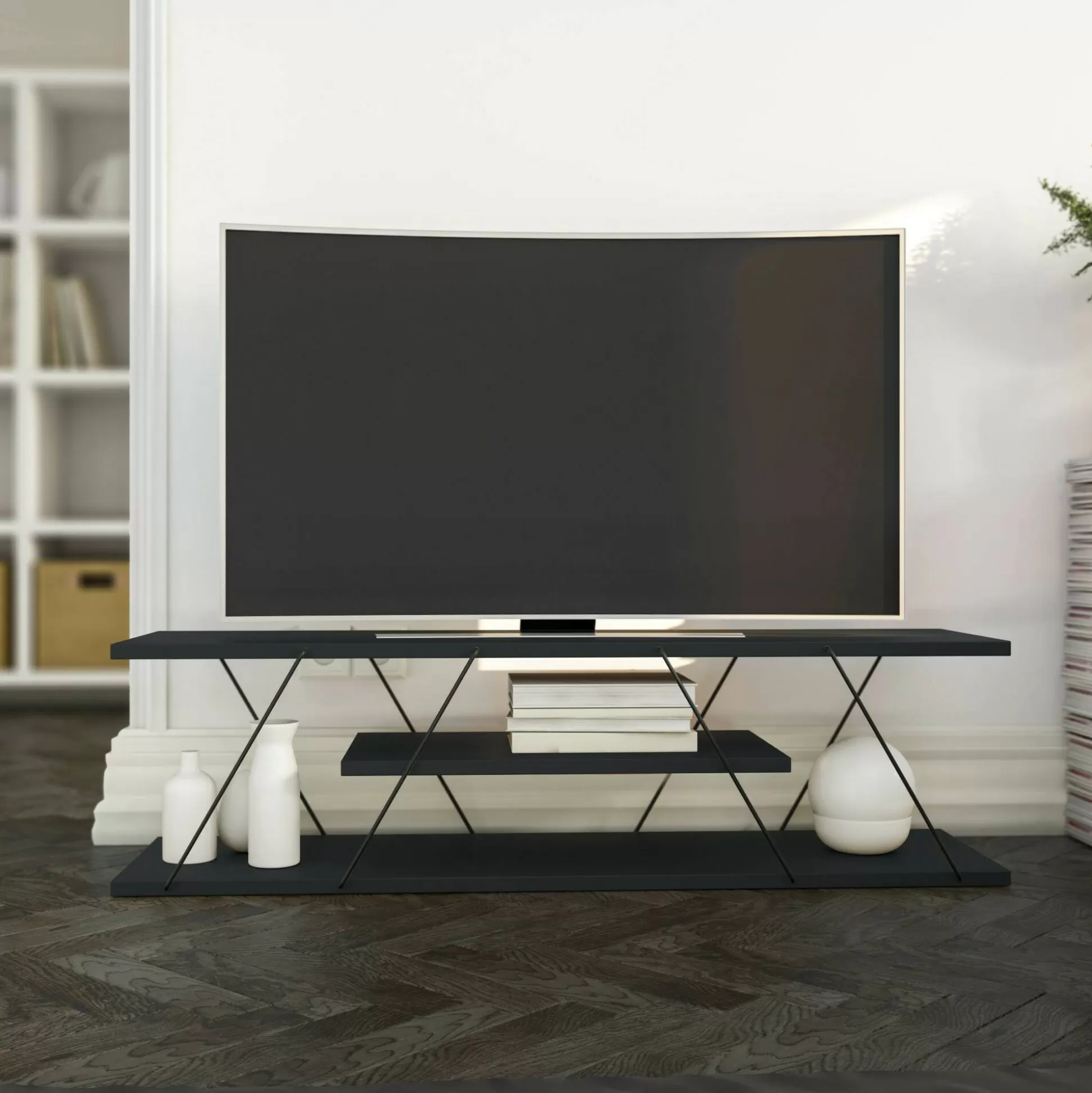 Dmora Mobili Porta Tv<Mobile porta TV Desdemona, 120x30h33 cm, Antracite e Grigio