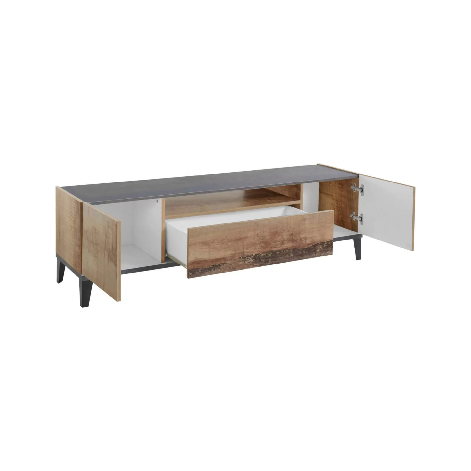 Dmora Mobili Porta Tv<Mobile porta TV Dfigol, cm 160x40h47, Ardesia e Acero