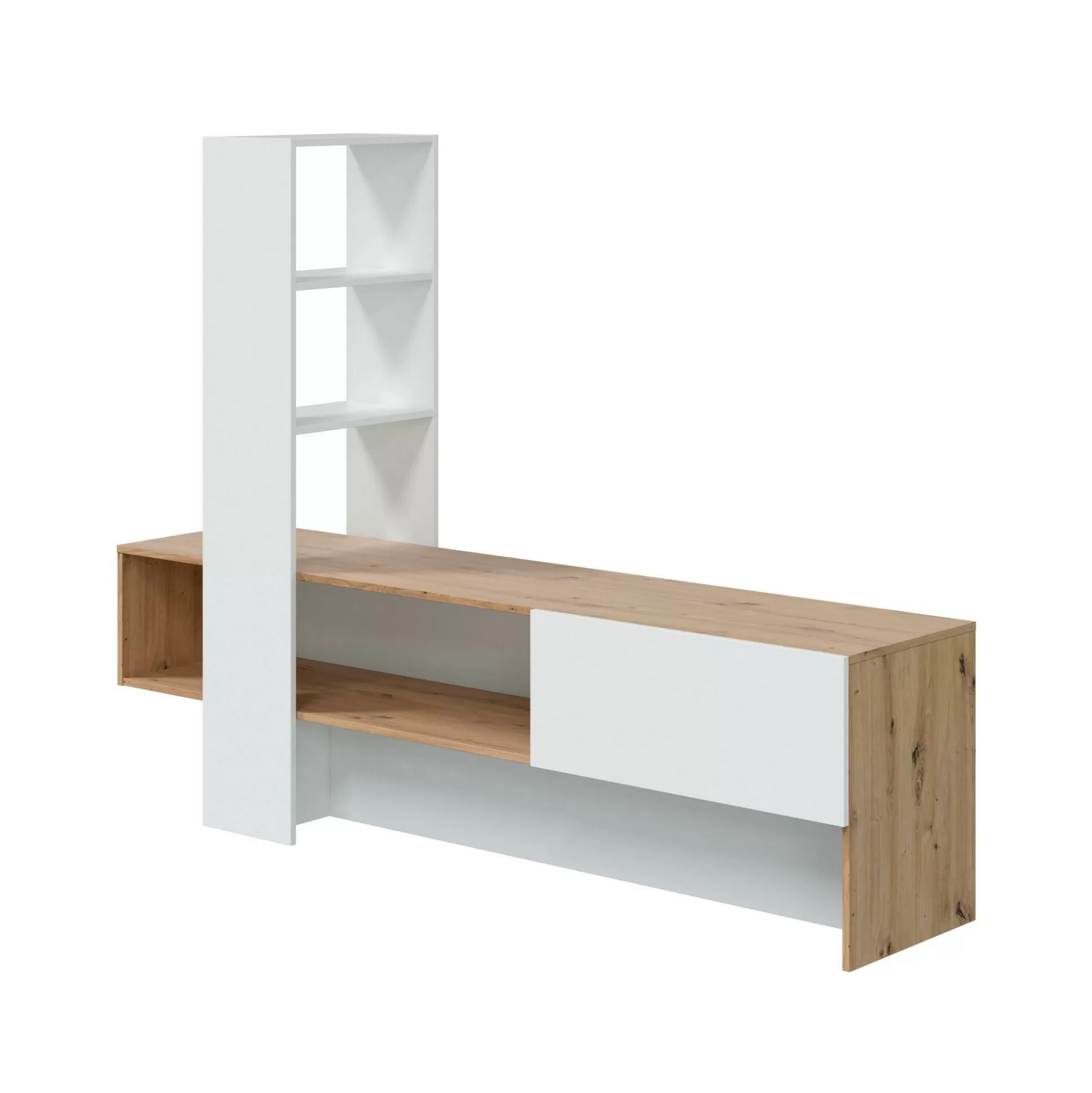 Dmora Mobili Porta Tv<Mobile porta TV Dmurell, 178x43h136 cm, Rovere Nodi e Bianco lucido