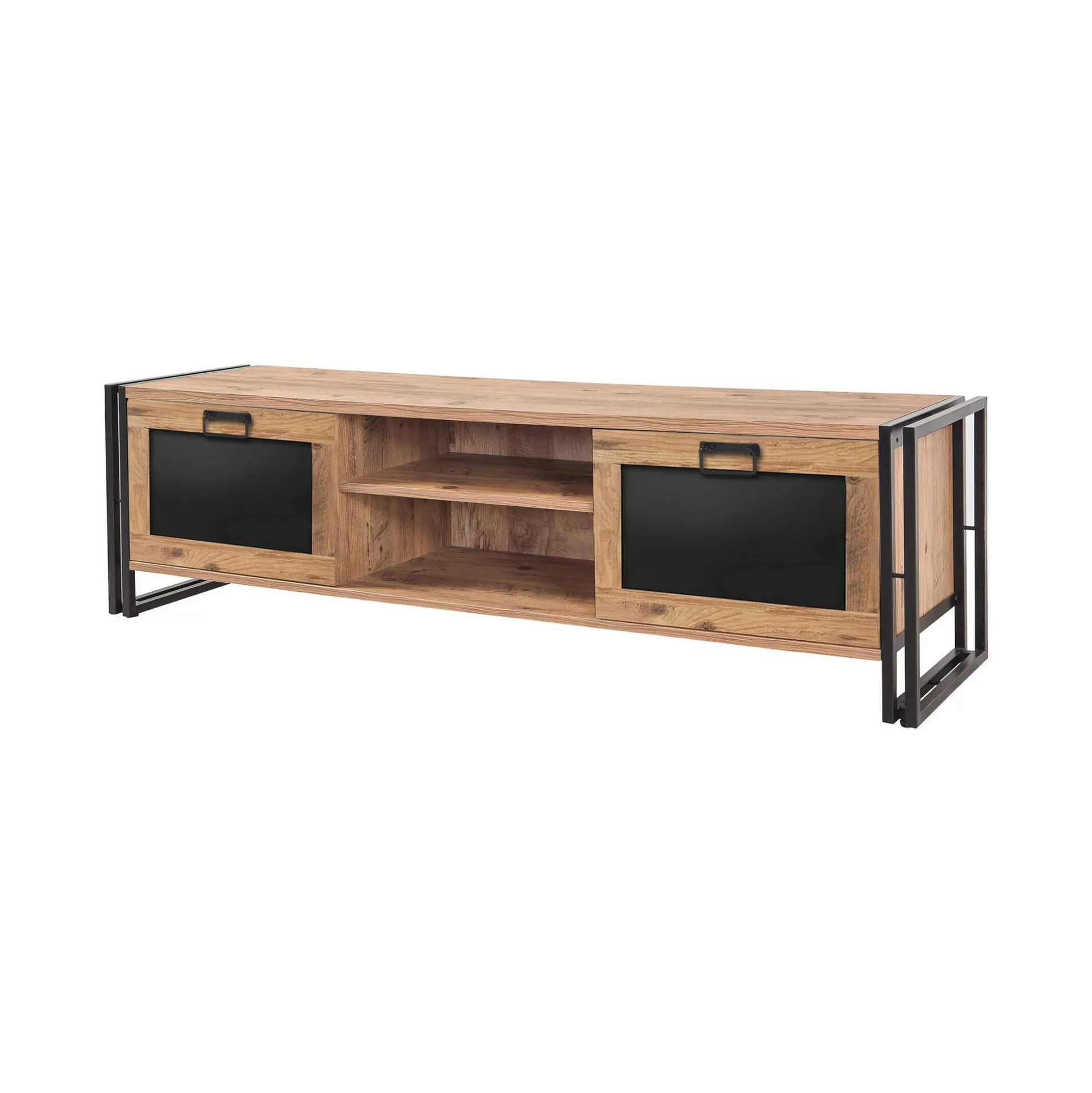 Dmora Mobili Porta Tv<Mobile porta TV Dpetron, Quercia e Nero, 180x45h50 cm