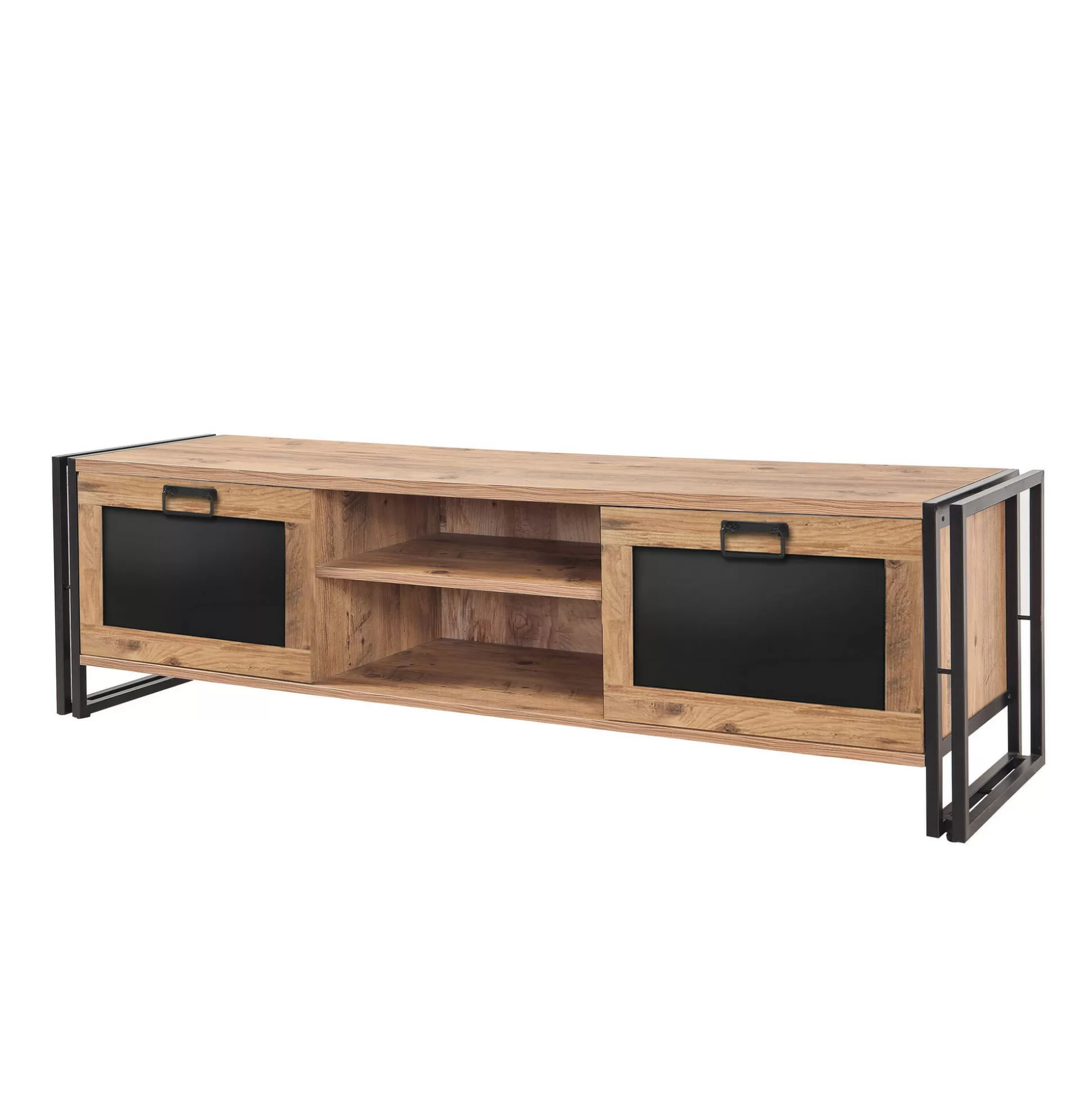 Dmora Mobili Porta Tv<Mobile porta TV Dpetron, Quercia e Nero, 180x45h50 cm