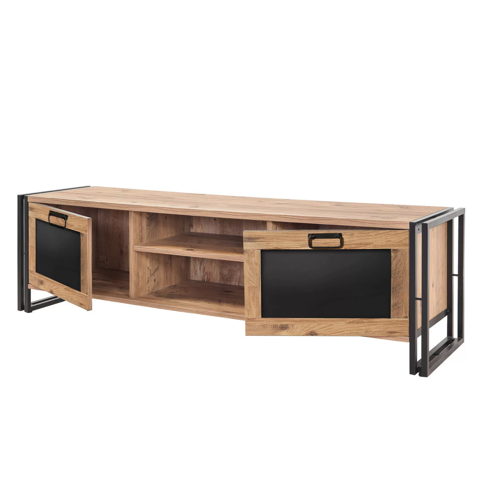 Dmora Mobili Porta Tv<Mobile porta TV Dpetron, Quercia e Nero, 180x45h50 cm