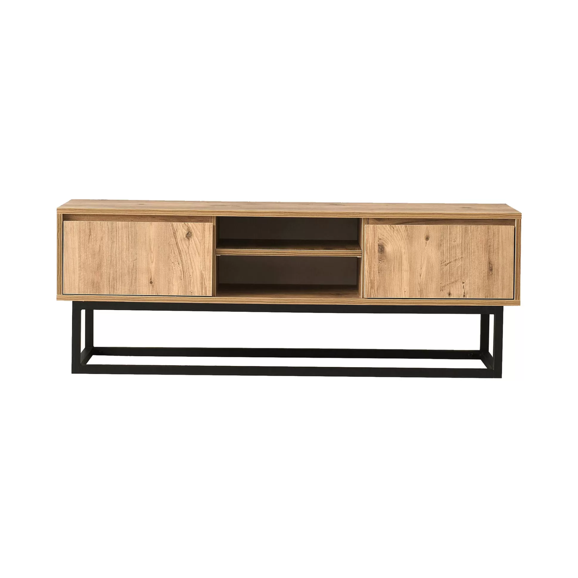 Dmora Mobili Porta Tv<Mobile porta TV Dpirol, Nero e Quercia, 180x40h50 cm