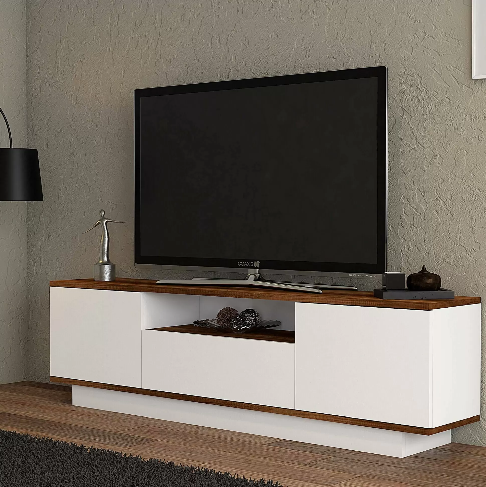 Dmora Mobili Porta Tv<Mobile porta TV Dprat, 160x30h45 cm, Noce e Bianco