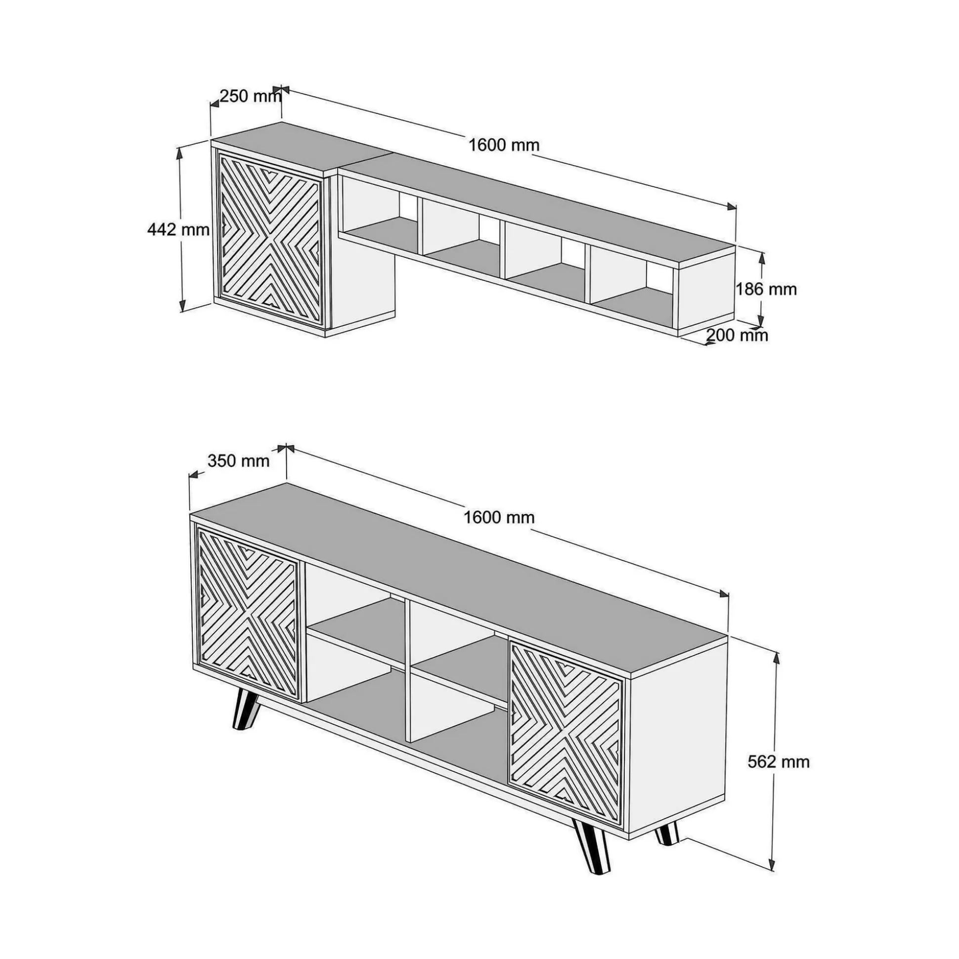 Dmora Mobili Porta Tv<Mobile porta TV Drusilla, 160x35h56 cm, Noce e Bianco