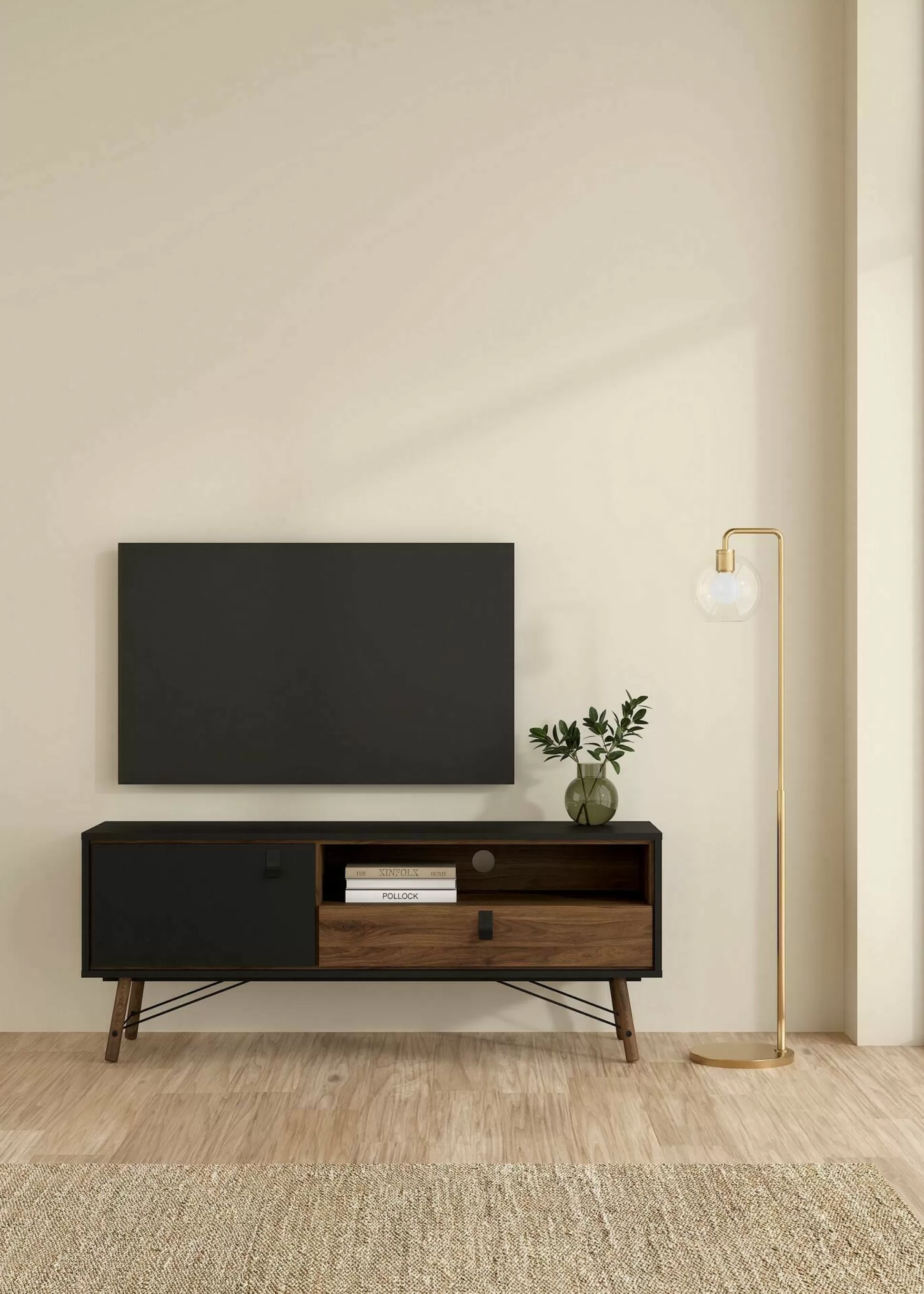 Dmora Mobili Porta Tv<Mobile porta TV Dtomason, 40x150 h60 cm, Nero e Noce