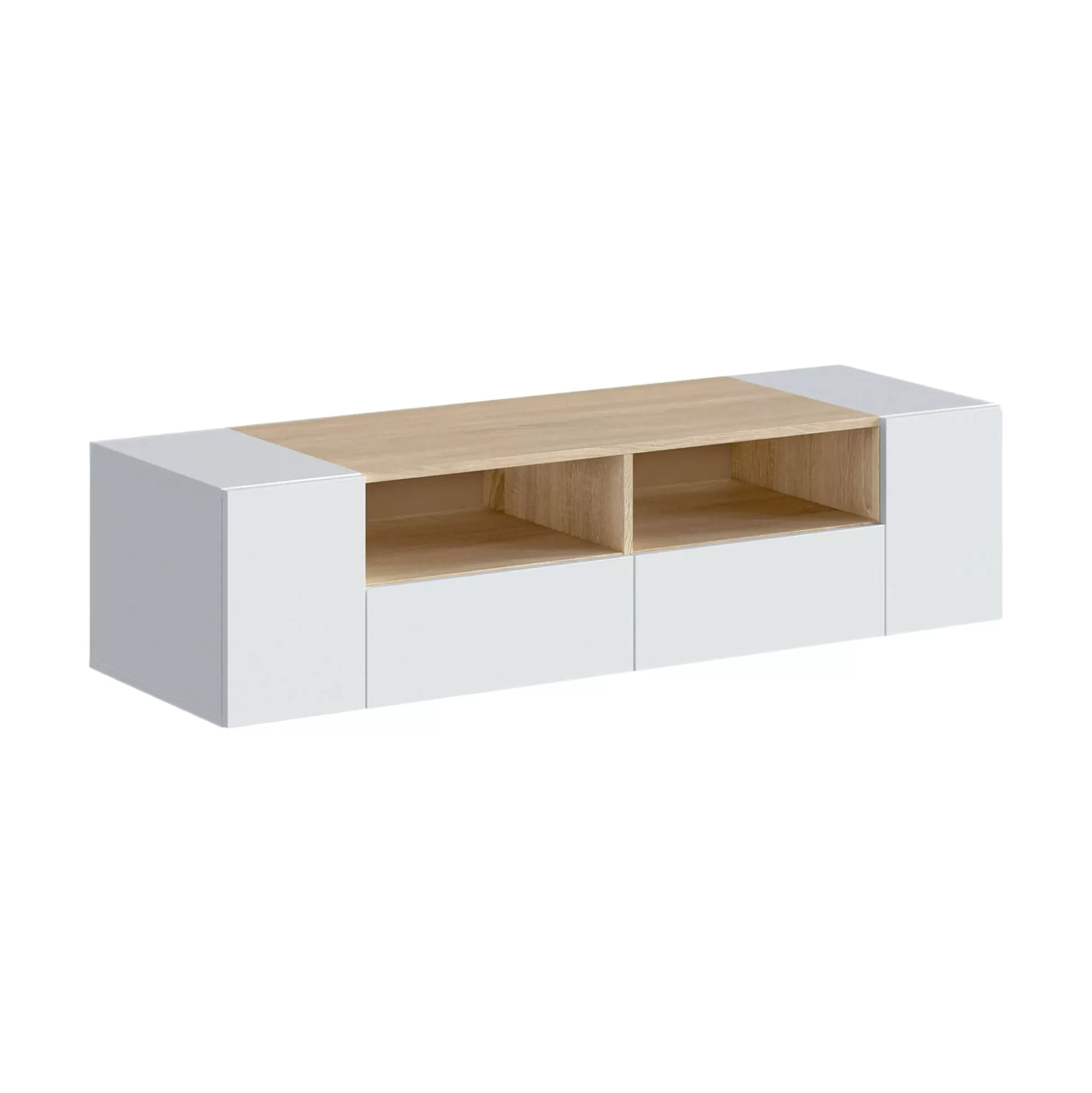 Dmora Mobili Porta Tv<Mobile porta TV Ebe, 138x42h36 cm, Bianco e Rovere
