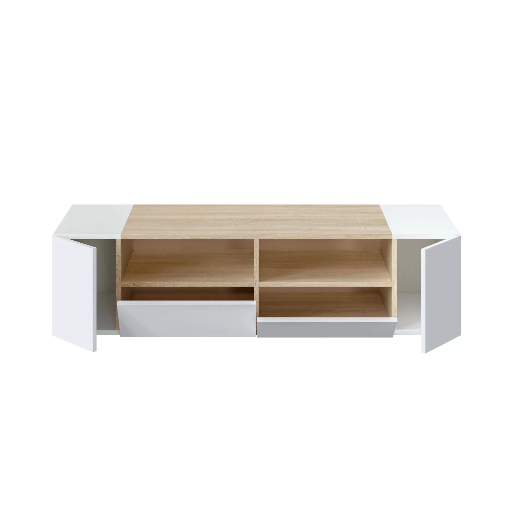 Dmora Mobili Porta Tv<Mobile porta TV Ebe, 138x42h36 cm, Bianco e Rovere