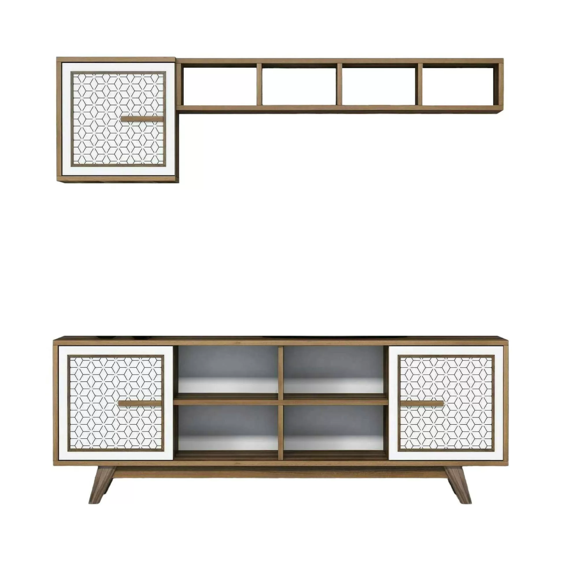 Dmora Mobili Porta Tv<Mobile porta TV Guendalina, 160x35h56 cm, Noce e Bianco