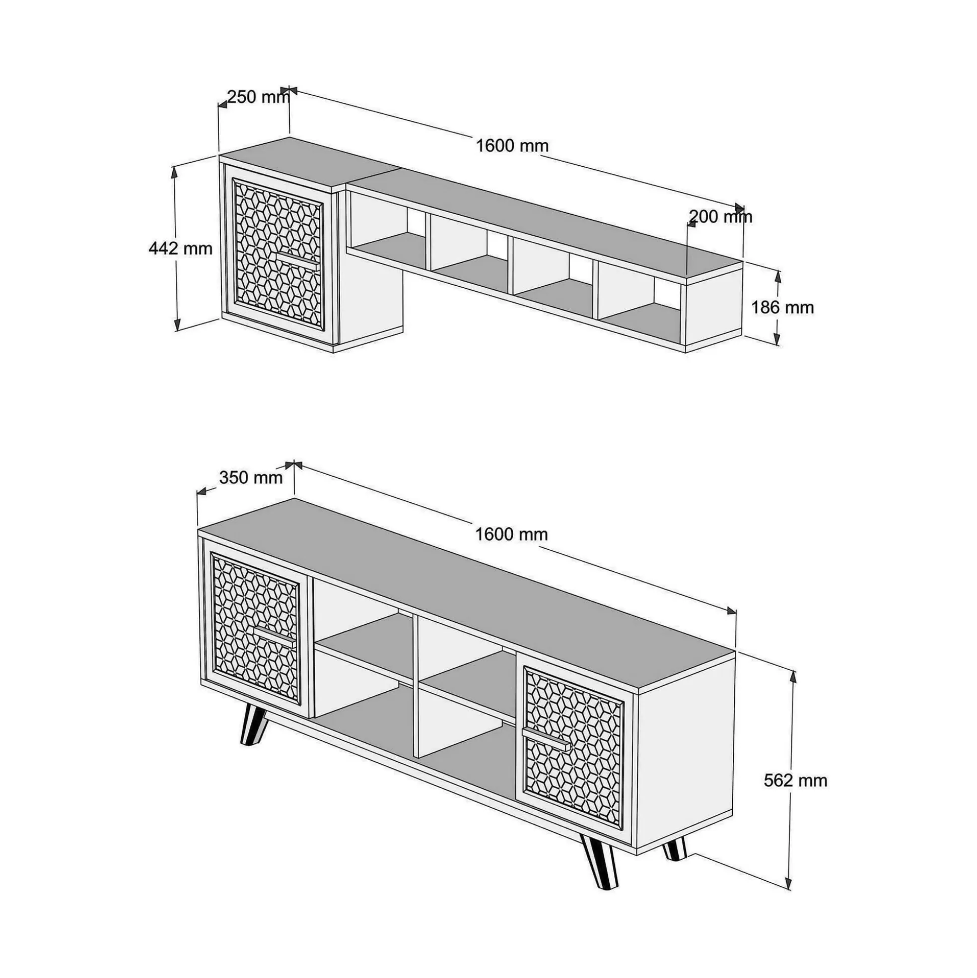 Dmora Mobili Porta Tv<Mobile porta TV Guendalina, 160x35h56 cm, Noce e Bianco