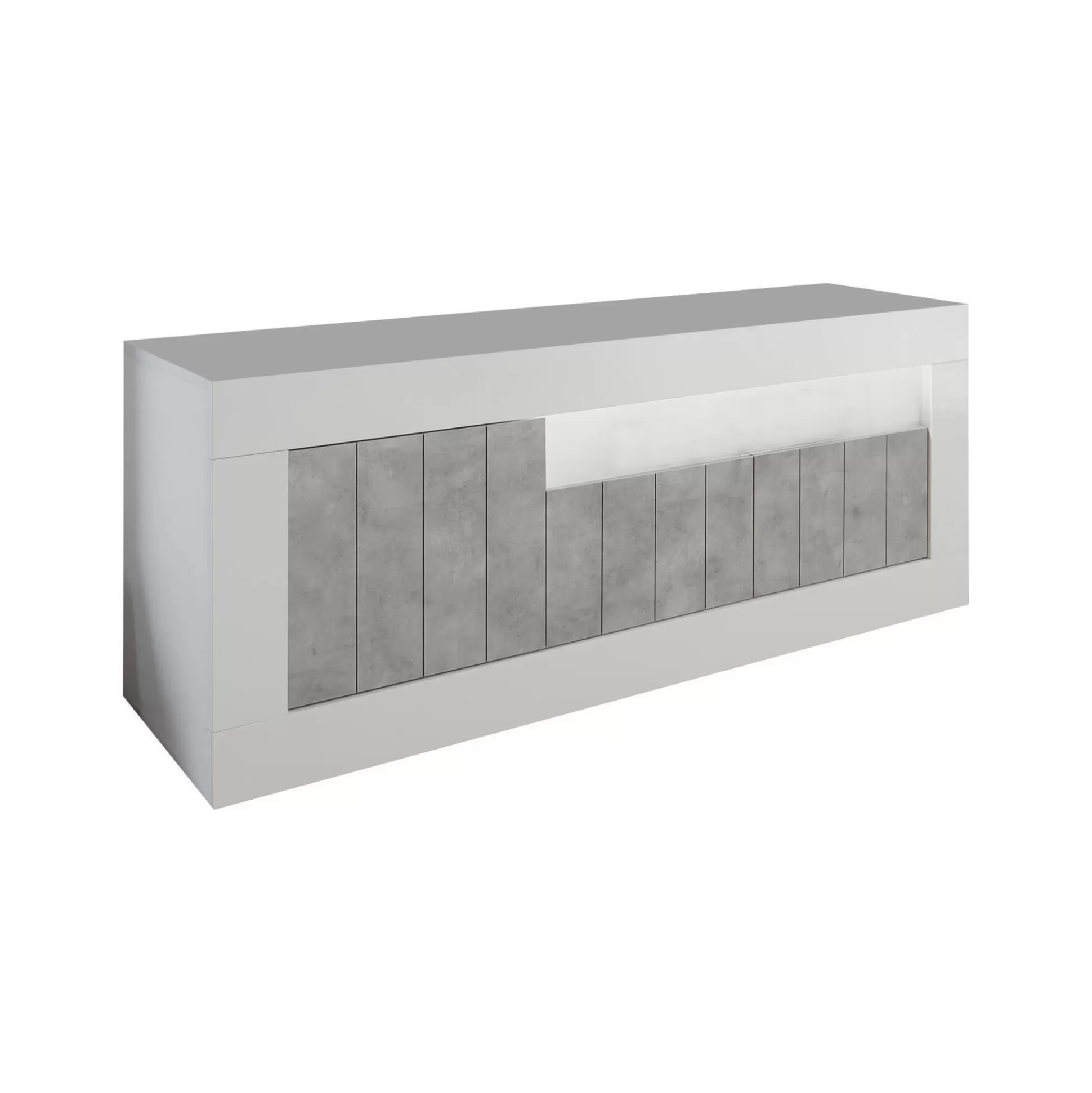 Dmora Mobili Porta Tv<Mobile porta TV Iole, 138x42 h56 cm, Bianco lucido e Cemento