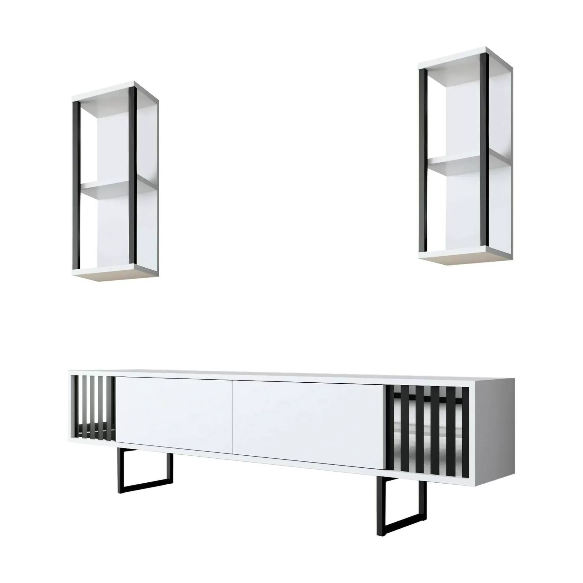 Dmora Mobili Porta Tv<Mobile porta TV Iva, 180x30h48 cm, Bianco e Nero