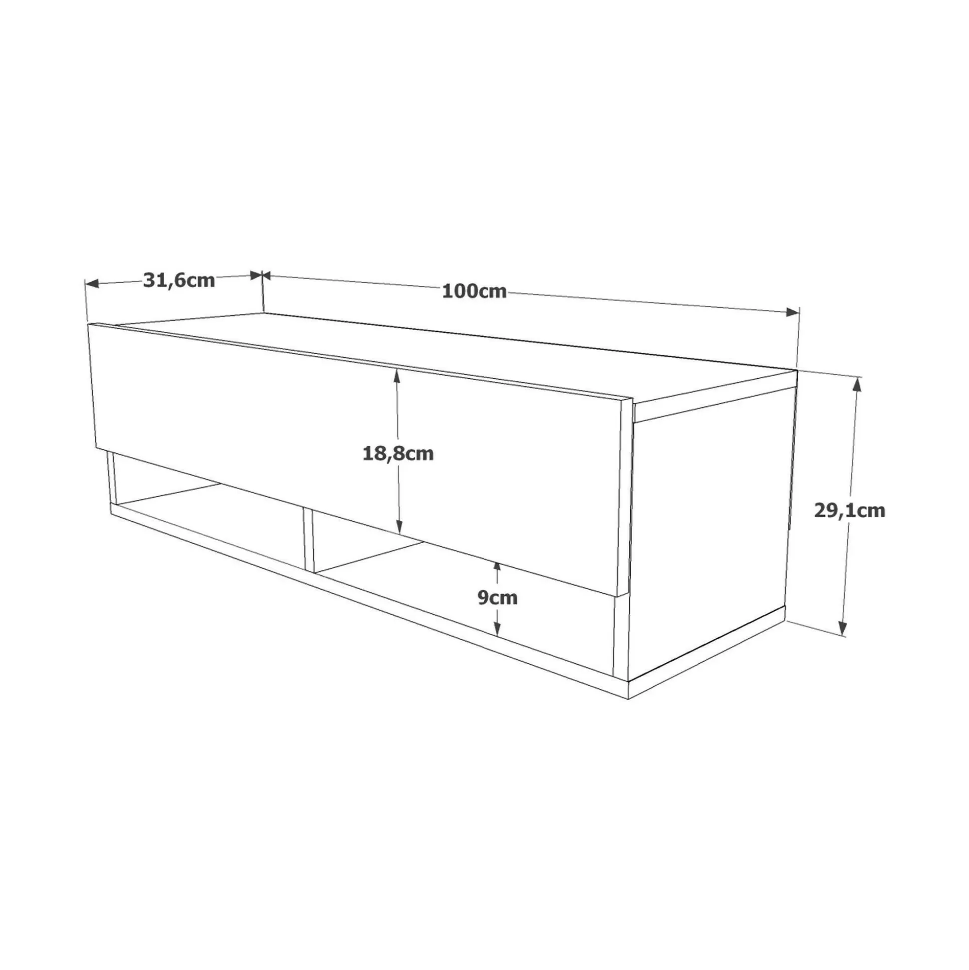 Dmora Mobili Porta Tv<Mobile porta TV Iva, 100x32h29 cm, Quercia e Bianco